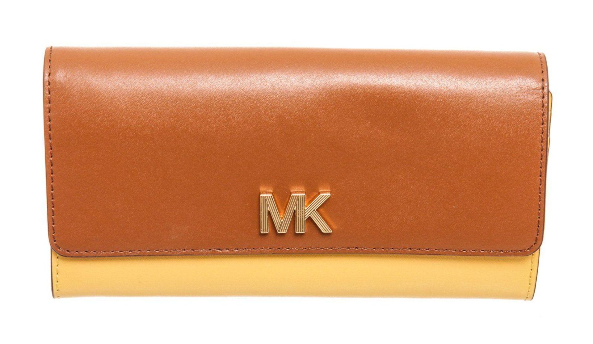 Michael Kors Brown &amp; Yellow Montgomery Flap Wallet