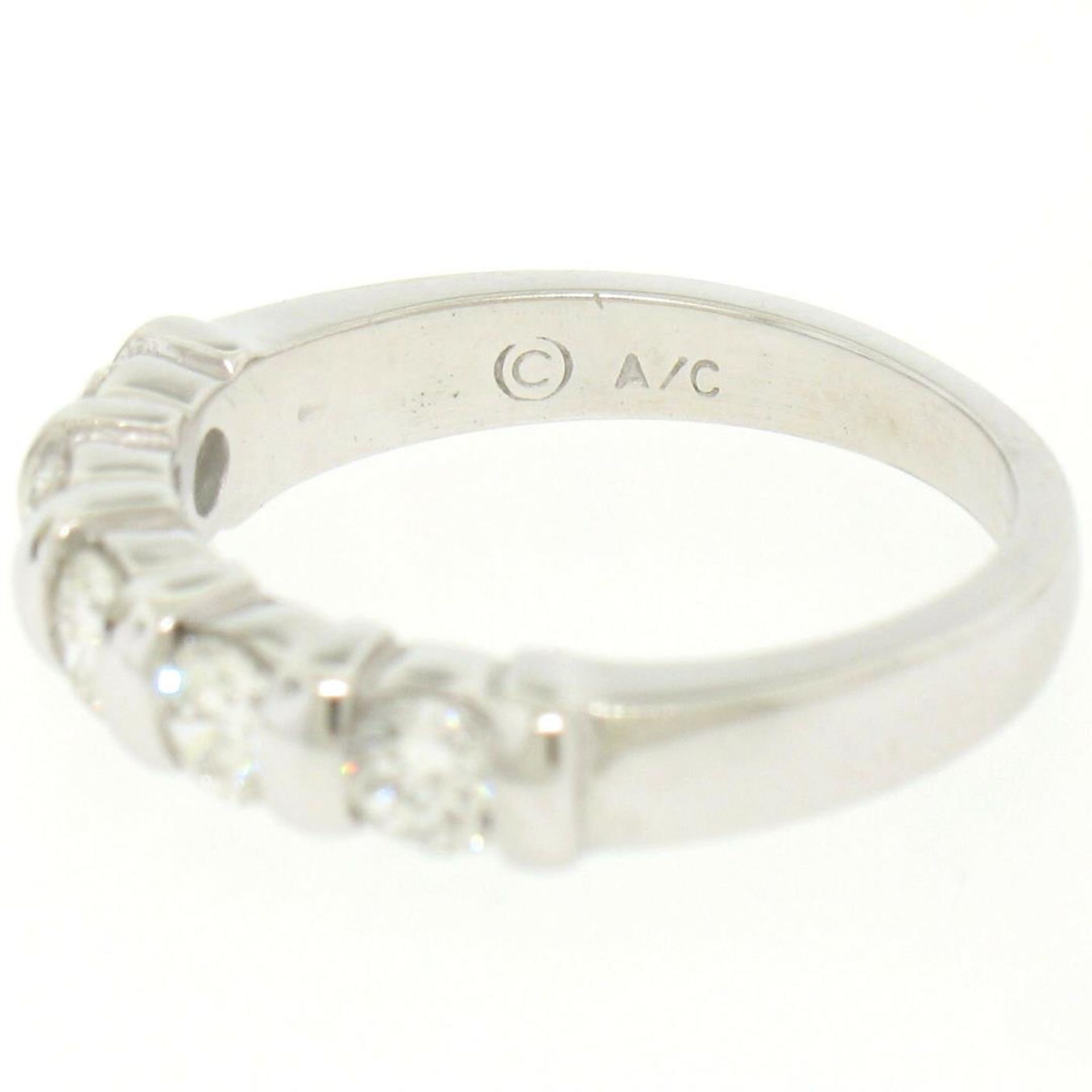 NEW 14k White Gold FINE .80ctw Bar Set Round Brilliant Diamond Wedding Band Ring - Image 8 of 9