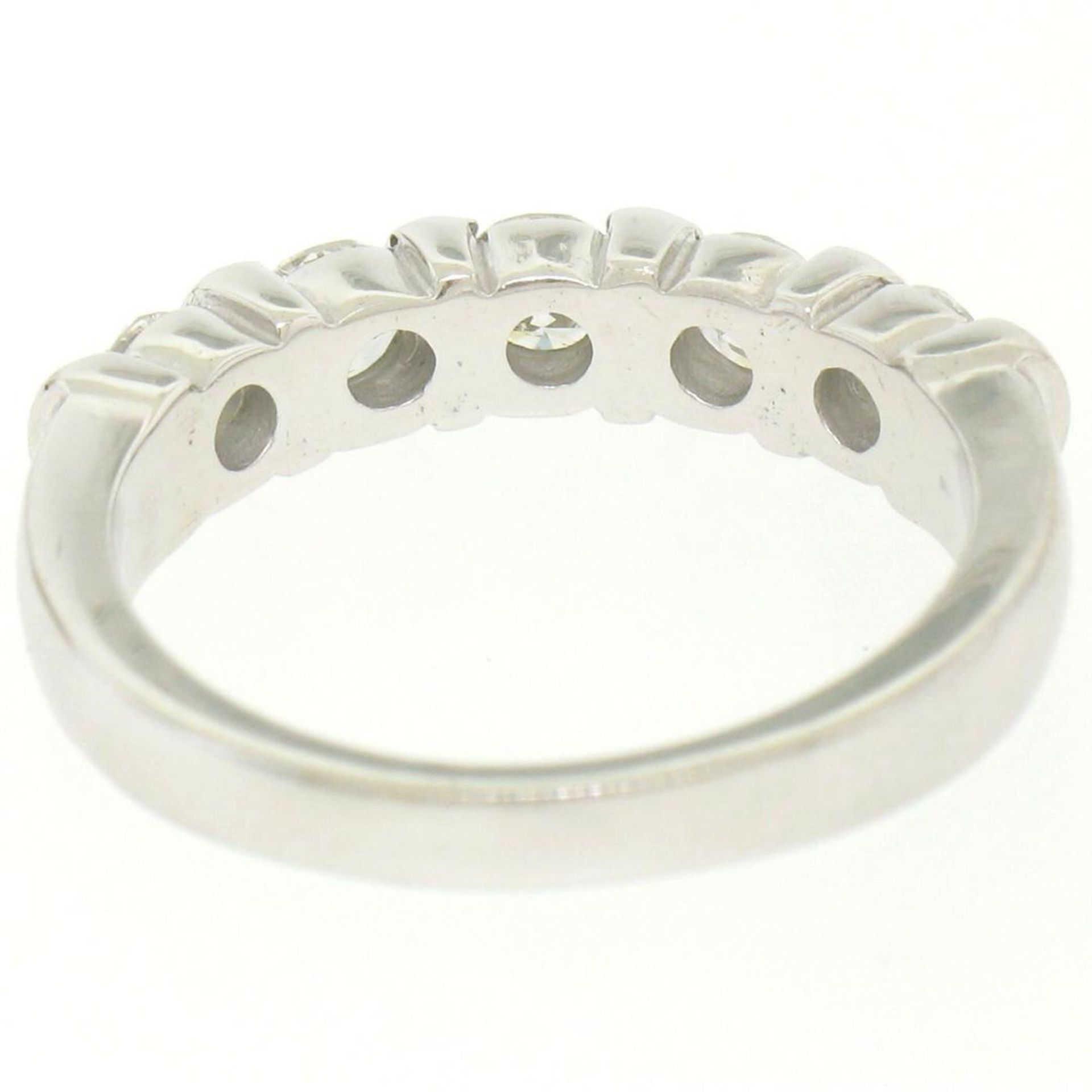 NEW 14k White Gold FINE .80ctw Bar Set Round Brilliant Diamond Wedding Band Ring - Image 7 of 9