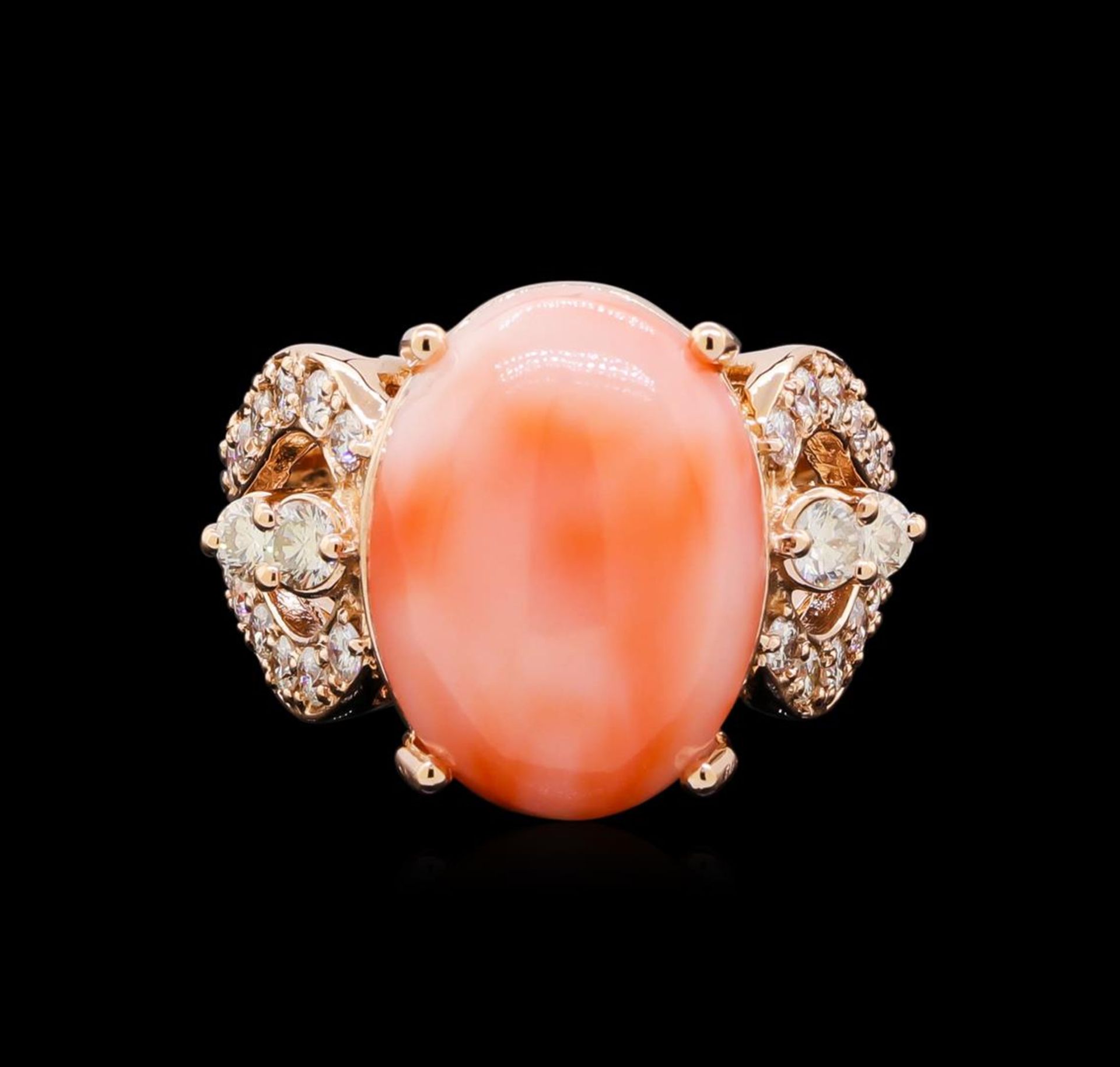 5.68 ctw Pink Coral and Diamond Ring - 14KT Rose Gold - Image 2 of 5