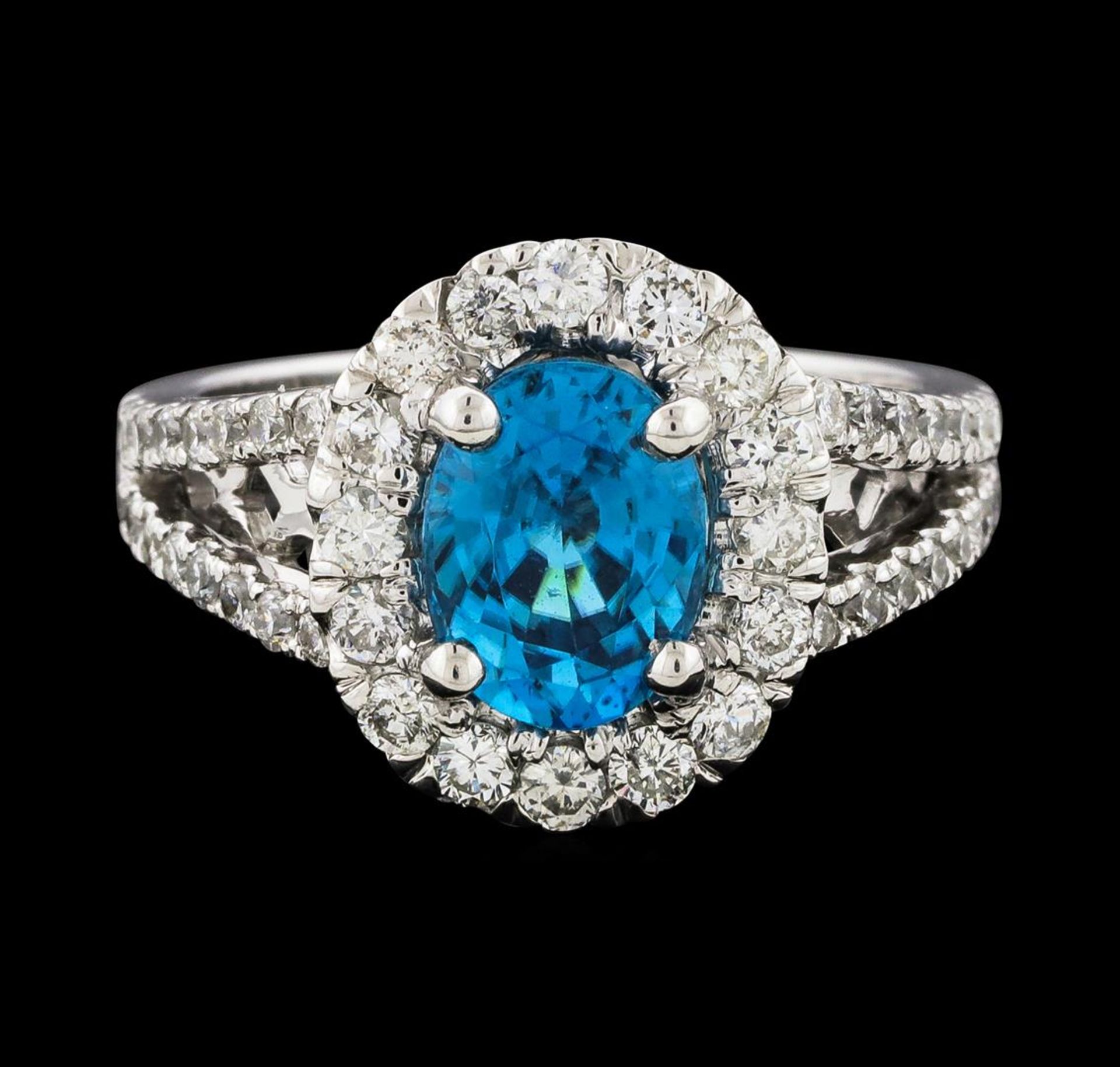 2.81 ctw Blue Zircon and Diamond Ring - 14KT White Gold - Image 2 of 5