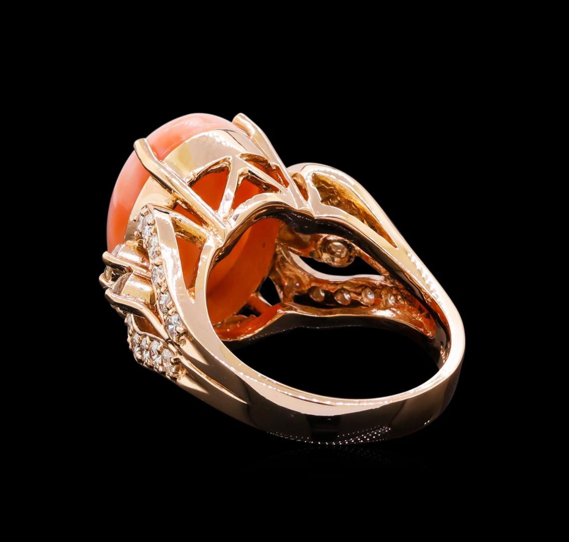 5.68 ctw Pink Coral and Diamond Ring - 14KT Rose Gold - Image 3 of 5