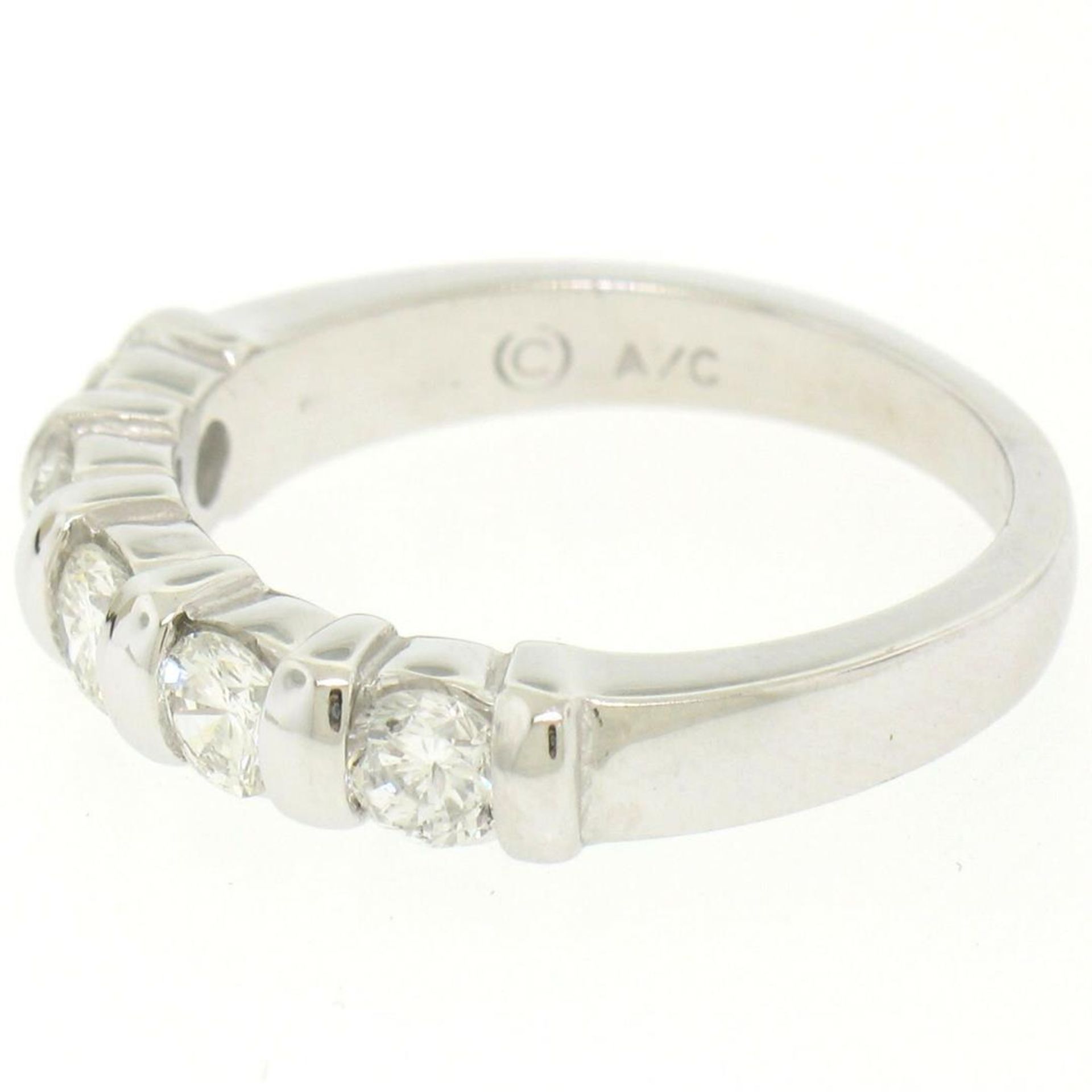 NEW 14k White Gold FINE .80ctw Bar Set Round Brilliant Diamond Wedding Band Ring - Image 6 of 9