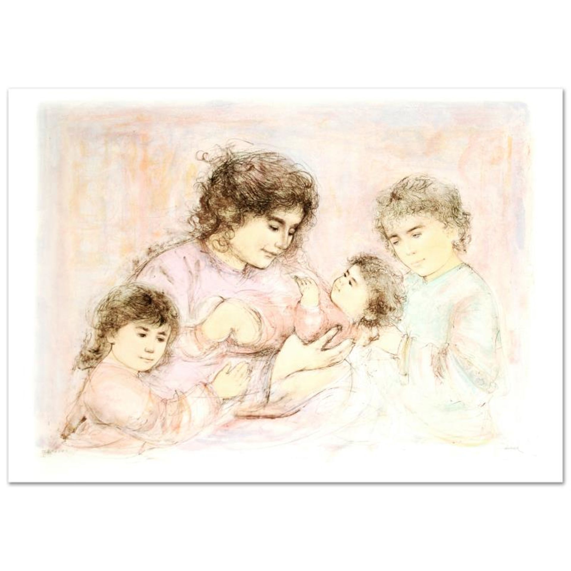 "Marilyn and Children" Limited Edition Lithograph (37" x 27") by Edna Hibel (191