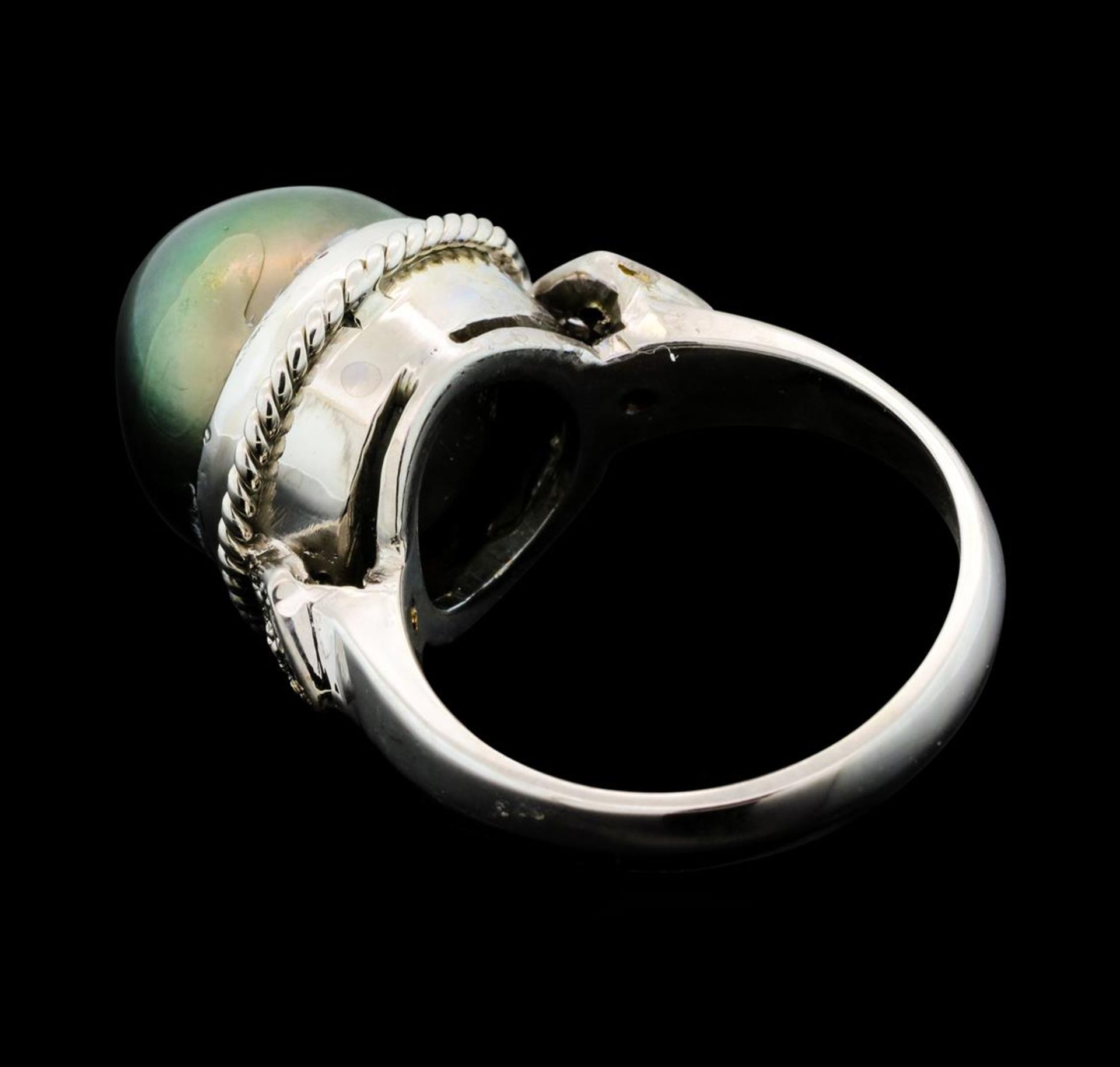 Tahitian Pearl and Diamond Ring - 14KT White Gold - Image 3 of 5