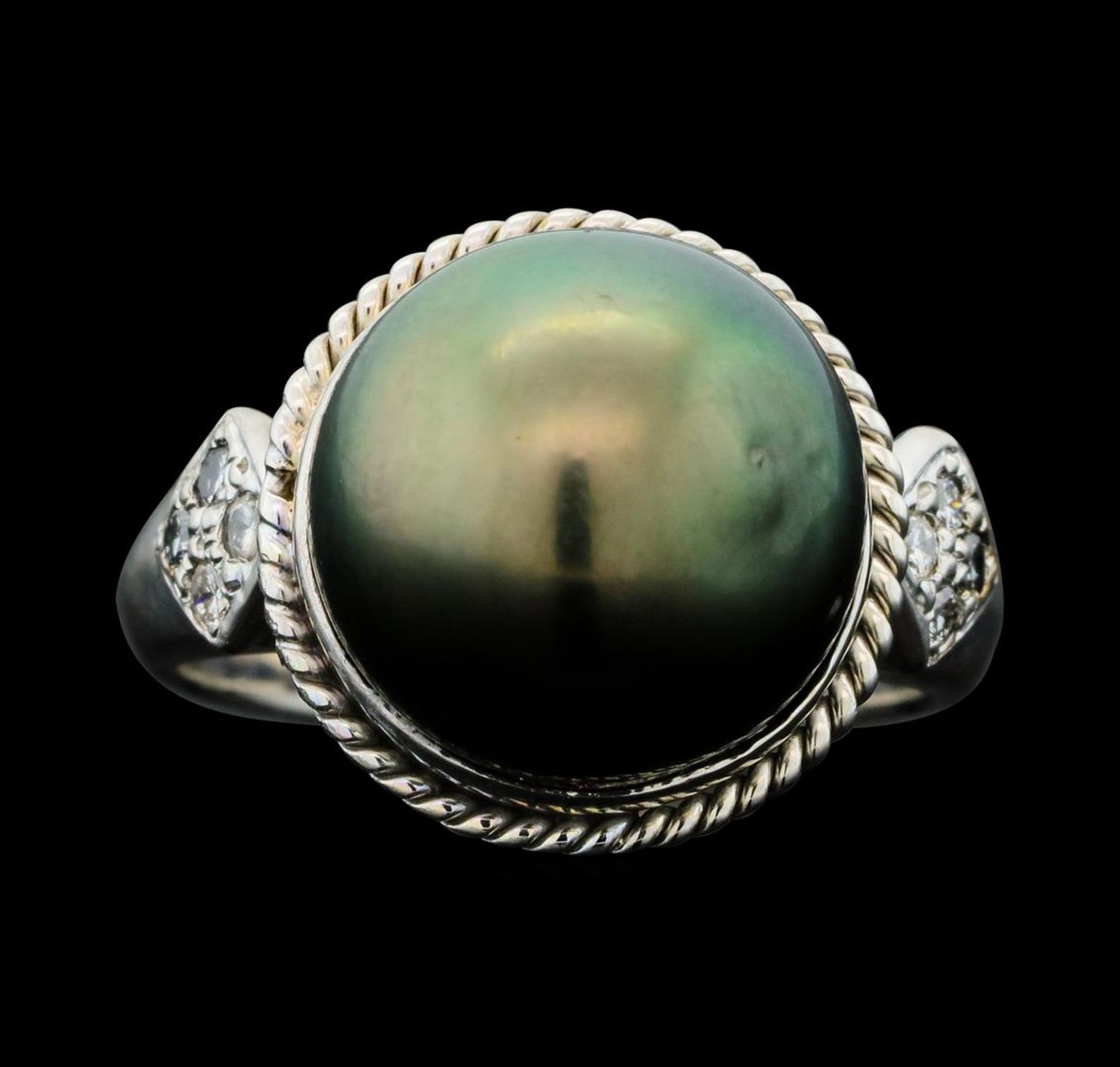 Tahitian Pearl and Diamond Ring - 14KT White Gold - Image 2 of 5