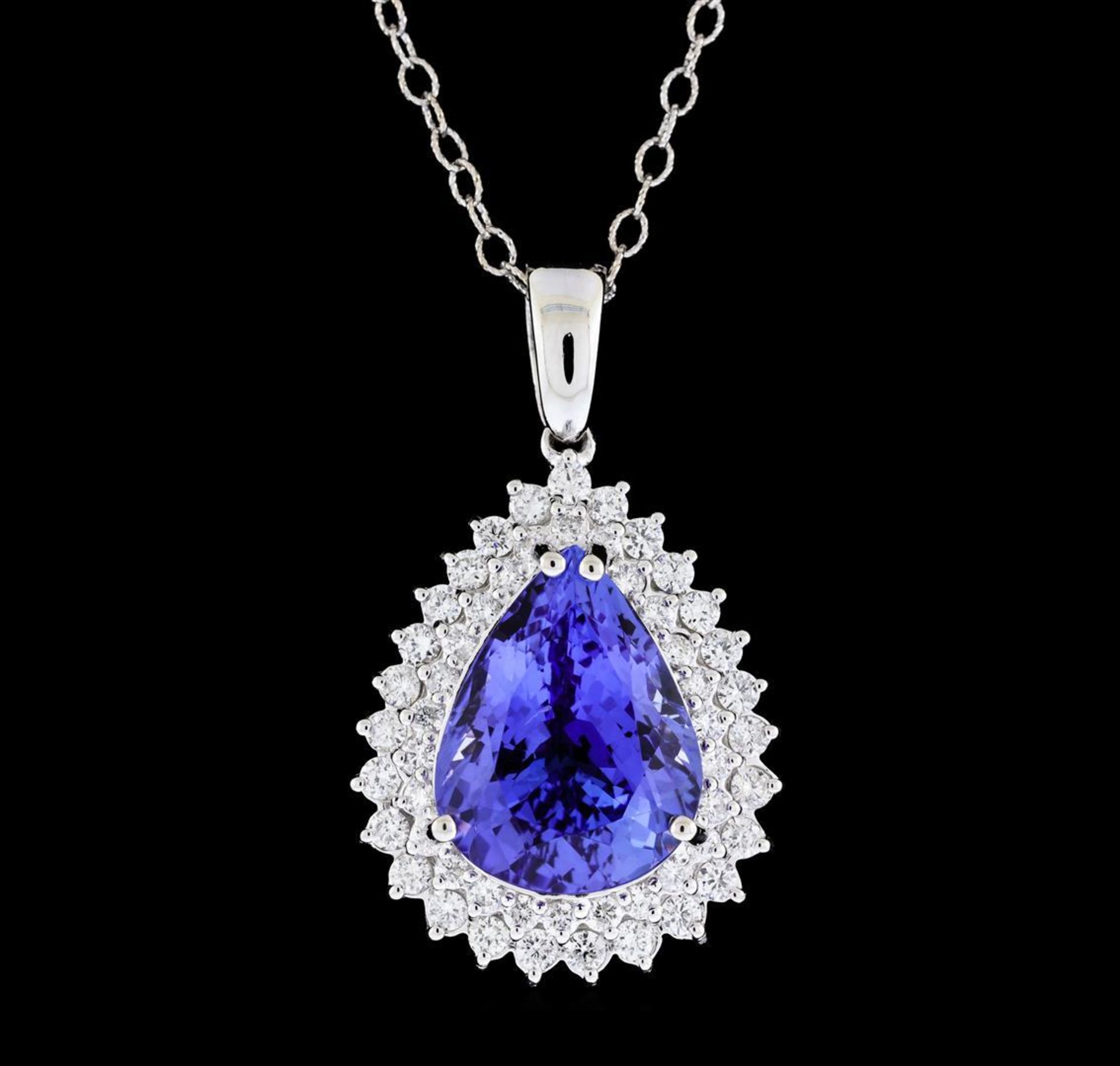 10.79 ctw Tanzanite and Diamond Pendant With Chain - 14KT White Gold - Image 2 of 3