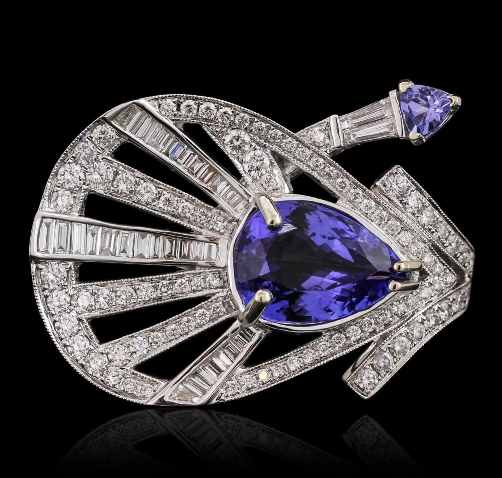 18KT White Gold 6.20 ctw Tanzanite and Diamond Ring - Image 2 of 3