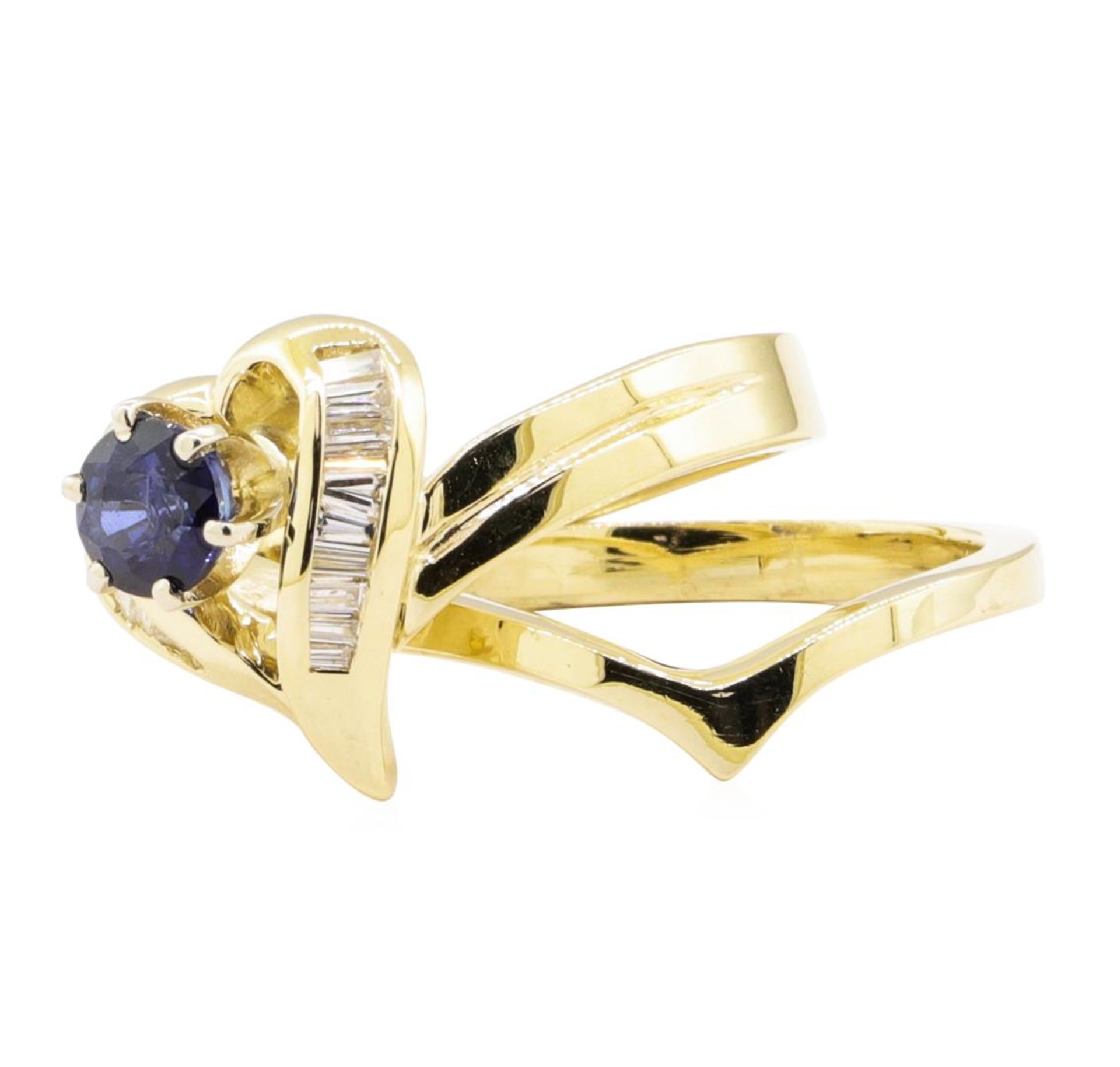 0.92 ctw Blue Sapphire And Diamond Ring And Band - 14KT Yellow Gold - Image 3 of 4