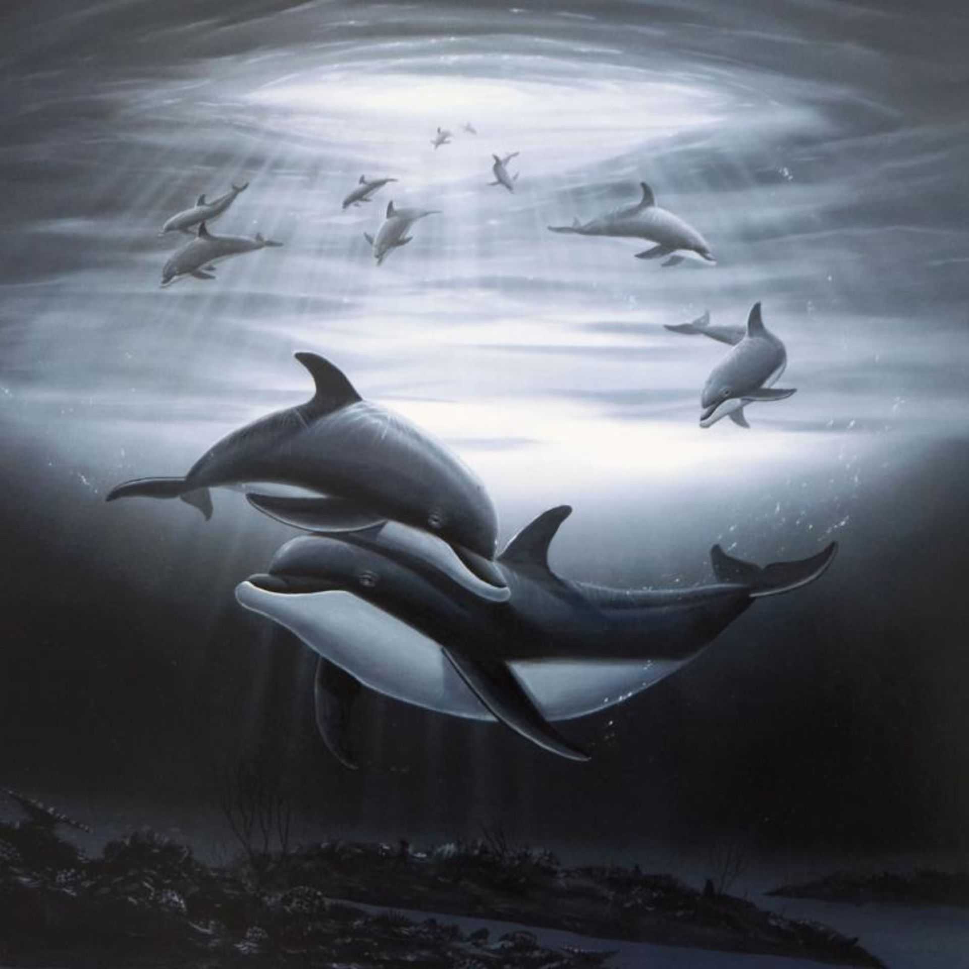 Wyland, "Dolphin Affection" Limited Edition Lithograph, Numbered and Hand Signed - Image 2 of 2