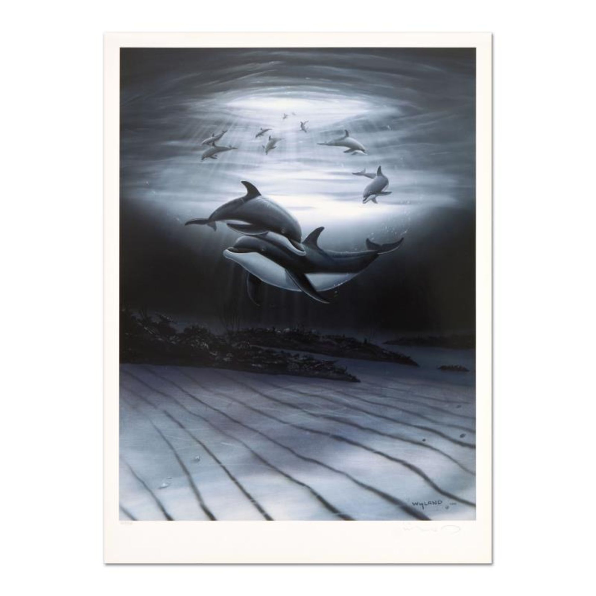 Wyland, "Dolphin Affection" Limited Edition Lithograph, Numbered and Hand Signed