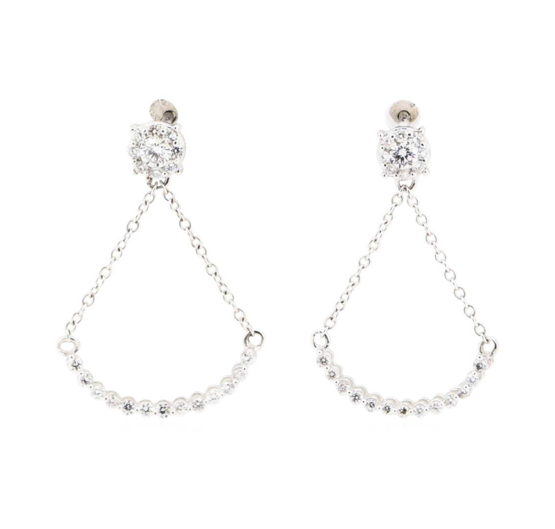 0.51ctw Diamond Dangle Crescent Earrings - 10KT White Gold