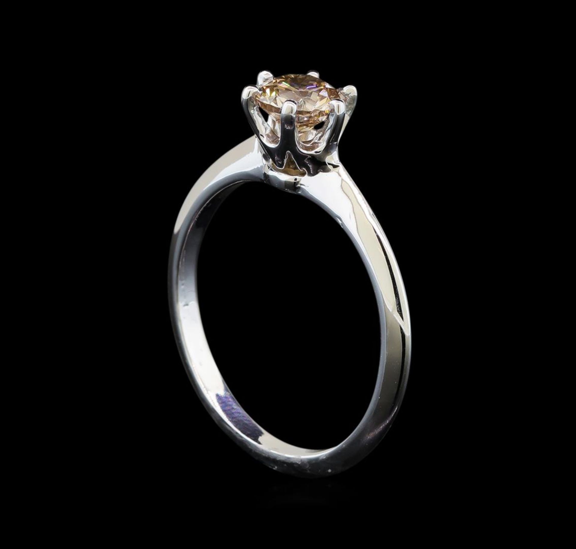 14KT White Gold 0.70ct Round Cut Fancy Brown Diamond Solitaire Ring - Image 4 of 5