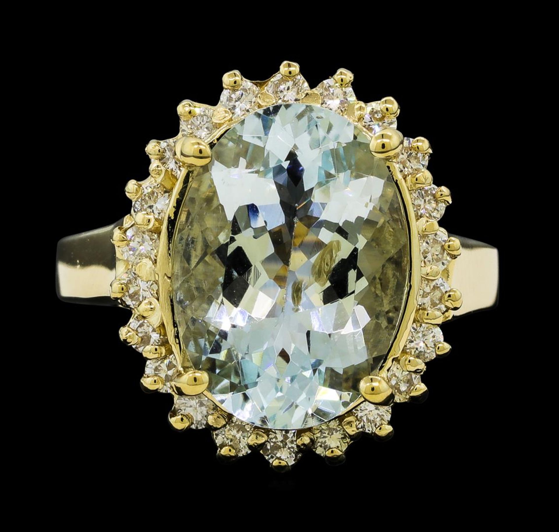 4.45 ctw Aquamarine and Diamond Ring - 14KT Yellow Gold - Image 2 of 4