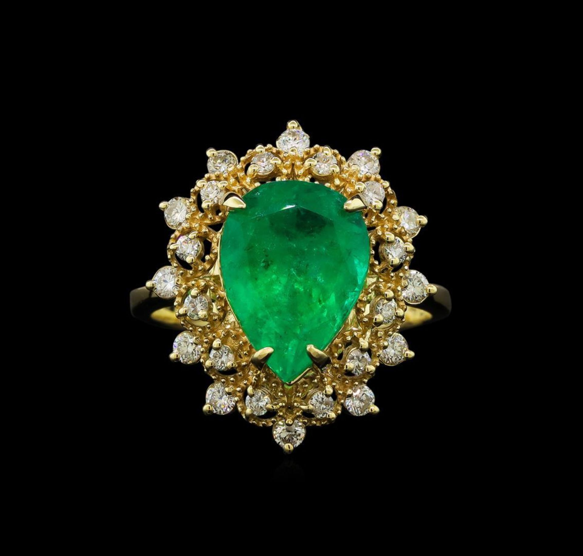 3.65 ctw Emerald and Diamond Ring - 14KT Yellow Gold - Image 2 of 5
