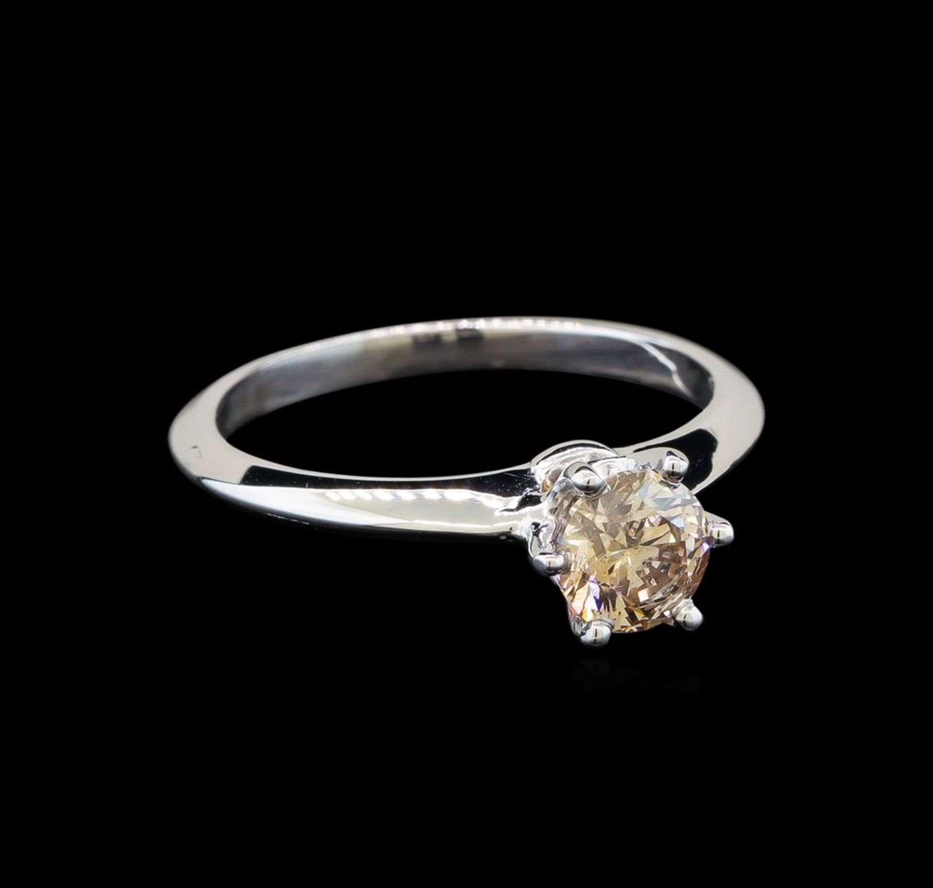 14KT White Gold 0.70ct Round Cut Fancy Brown Diamond Solitaire Ring