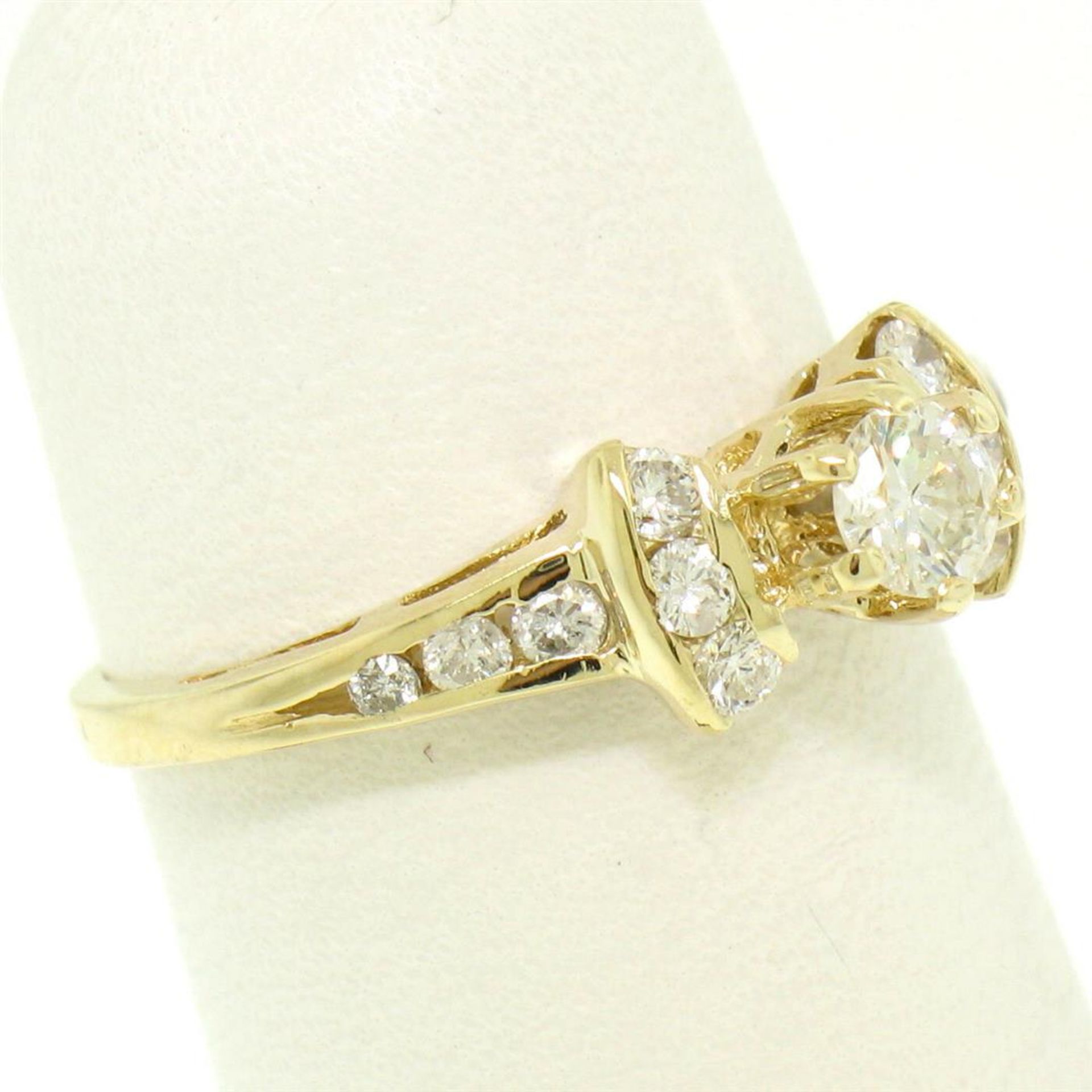 14k Yellow Gold Petite 0.42 ctw Round Diamond Engagement Ring w/ Channel Accents - Image 6 of 8