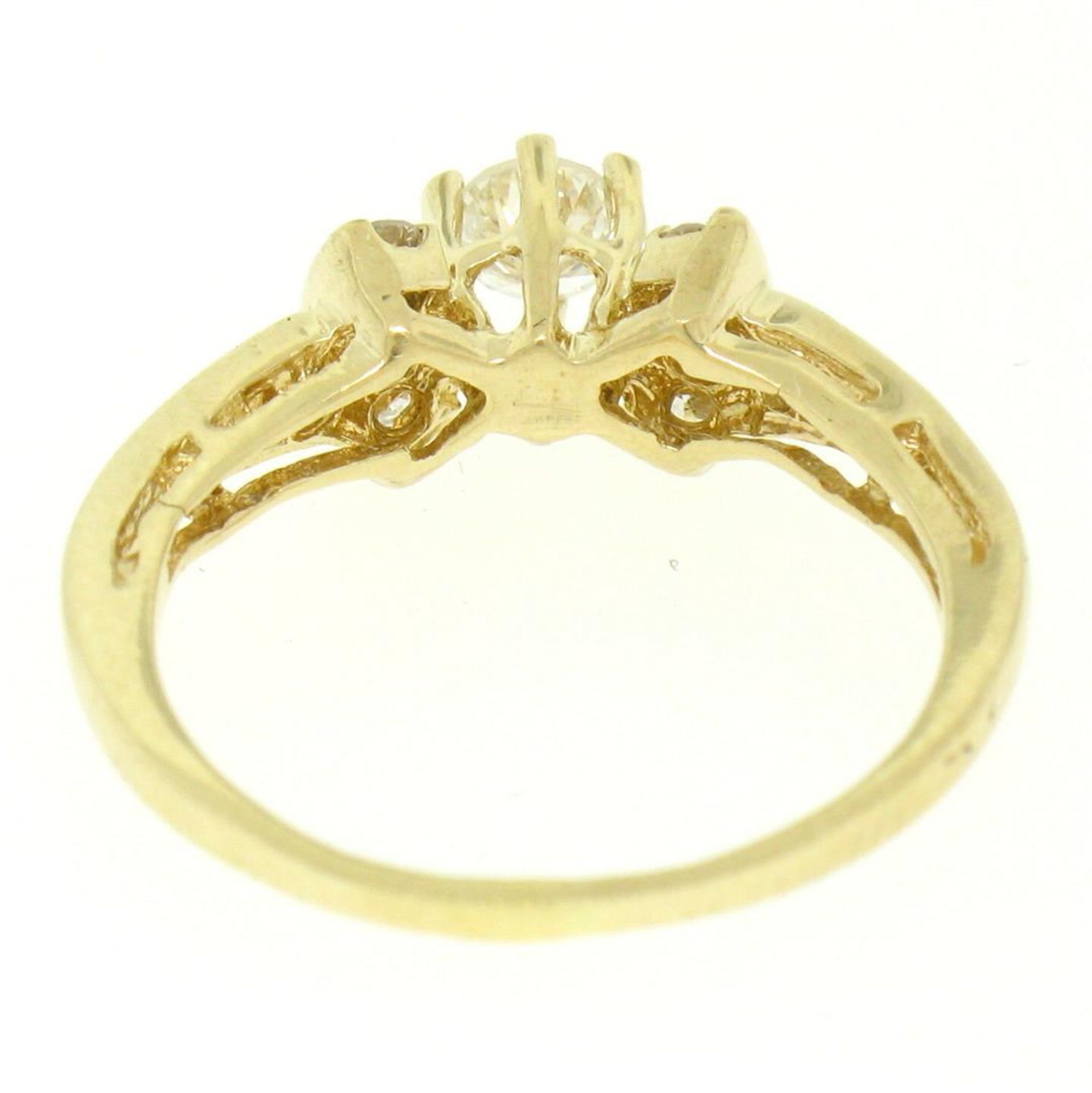 14k Yellow Gold Petite 0.42 ctw Round Diamond Engagement Ring w/ Channel Accents - Image 3 of 8