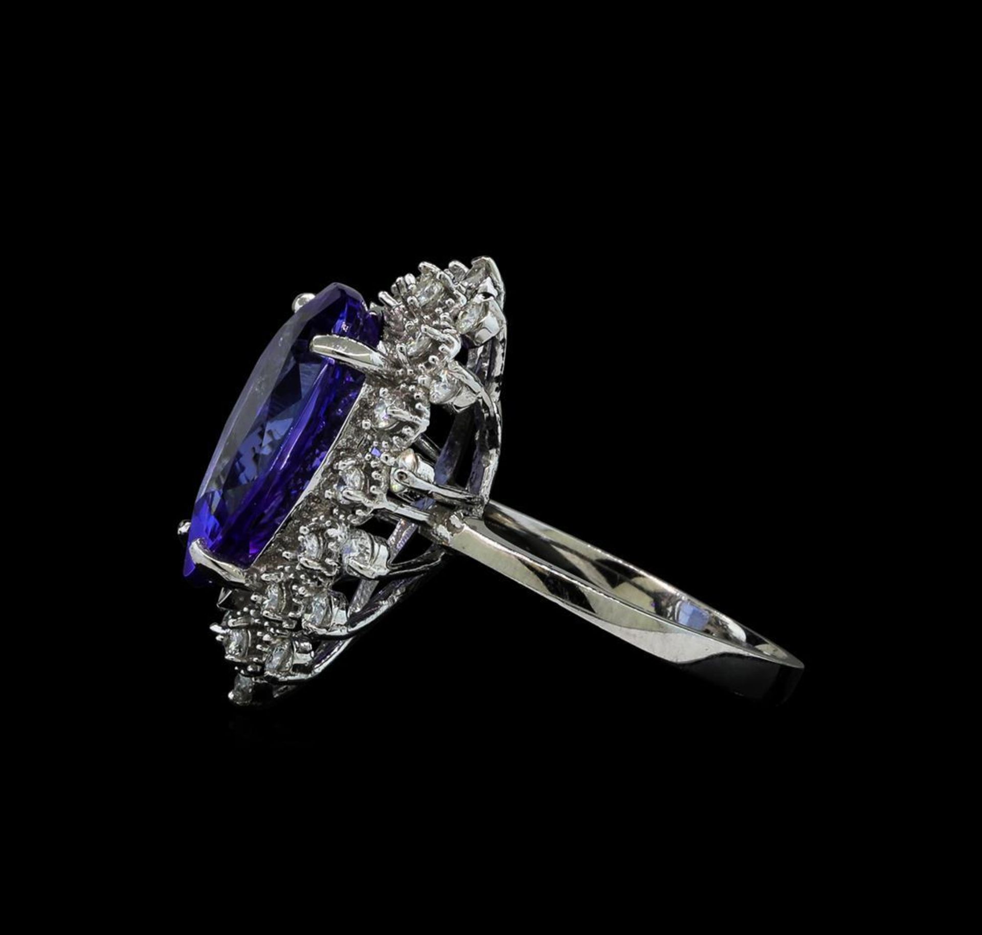 7.95 ctw Tanzanite and Diamond Ring - 14KT White Gold - Image 3 of 5