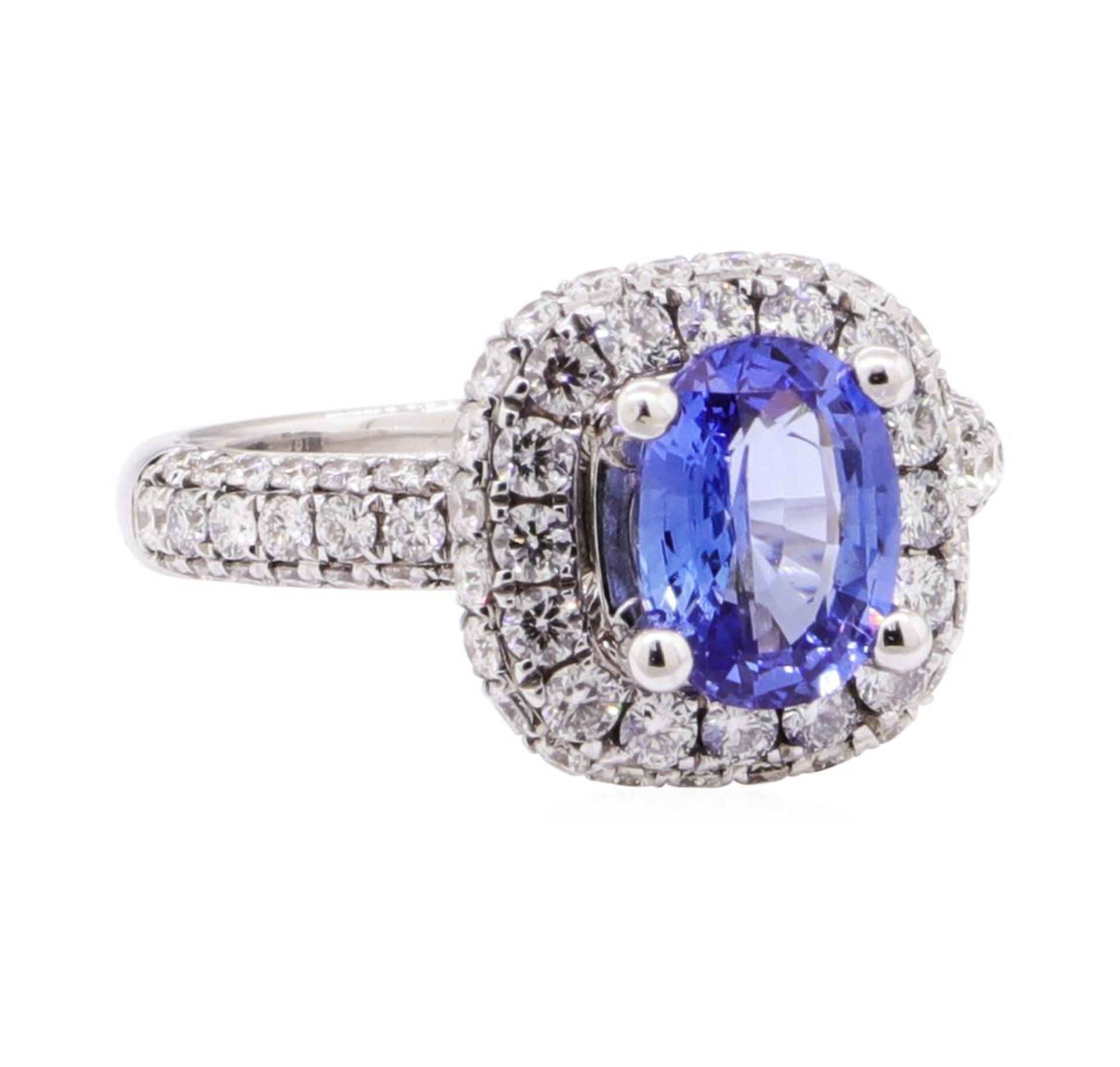 2.44 ctw Sapphire And Diamond Ring - 14KT White Gold