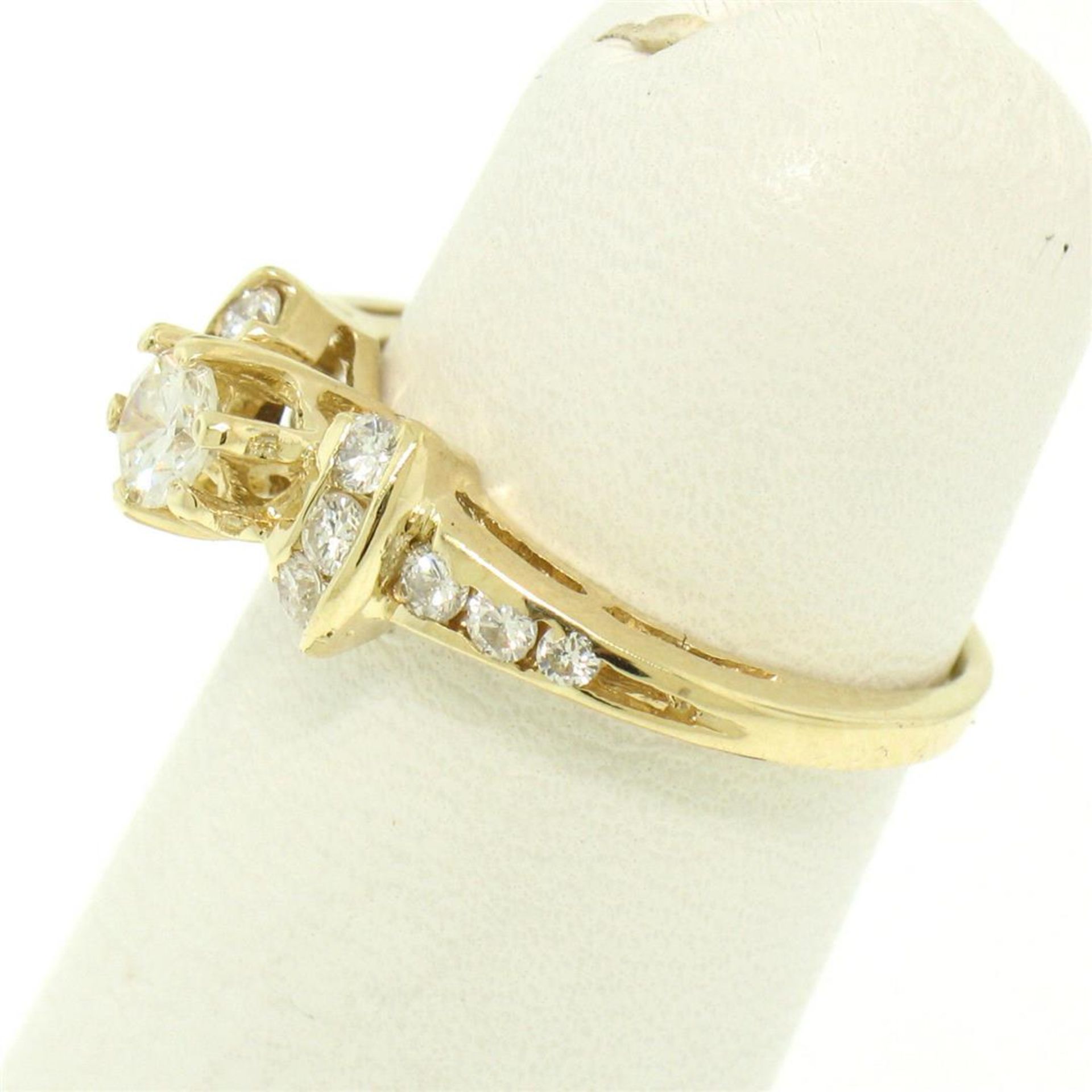 14k Yellow Gold Petite 0.42 ctw Round Diamond Engagement Ring w/ Channel Accents - Image 5 of 8