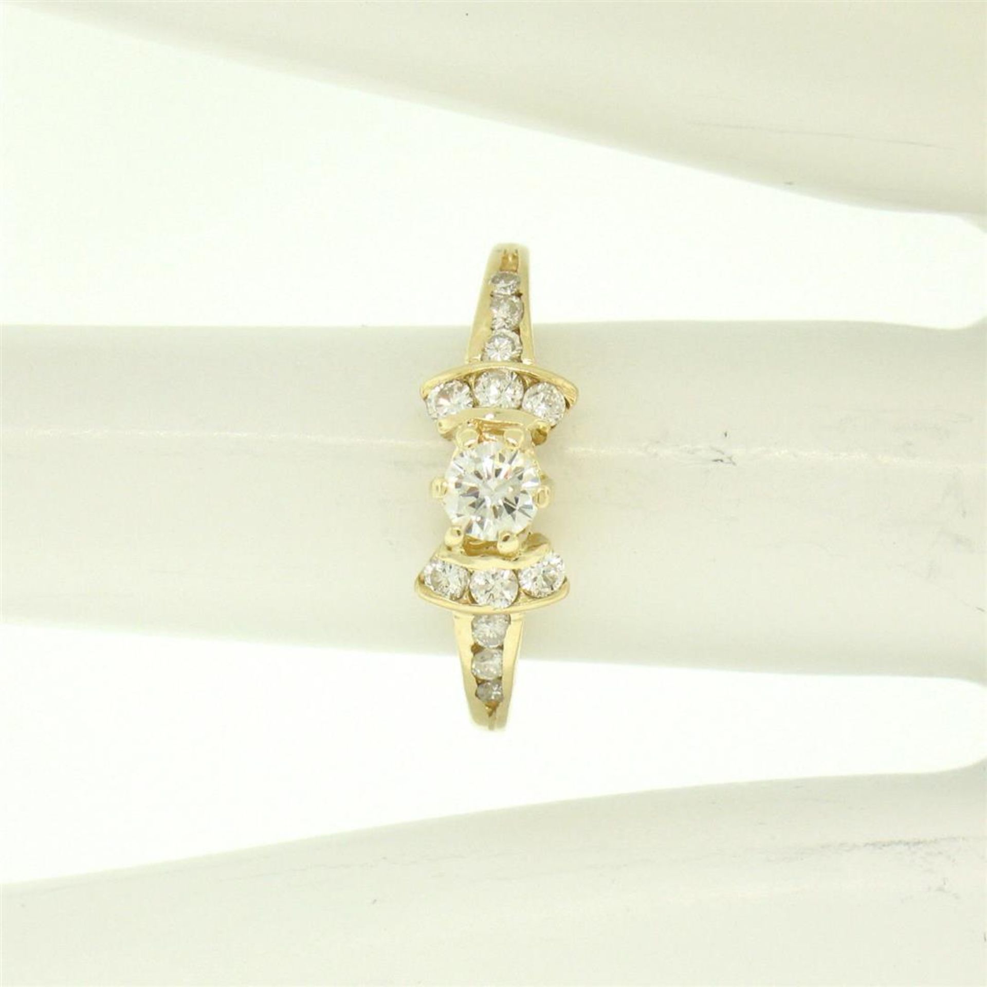 14k Yellow Gold Petite 0.42 ctw Round Diamond Engagement Ring w/ Channel Accents - Image 8 of 8