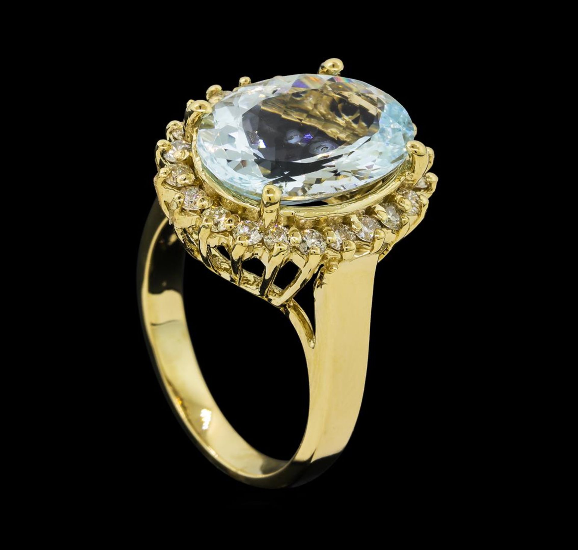 4.45 ctw Aquamarine and Diamond Ring - 14KT Yellow Gold - Image 4 of 4