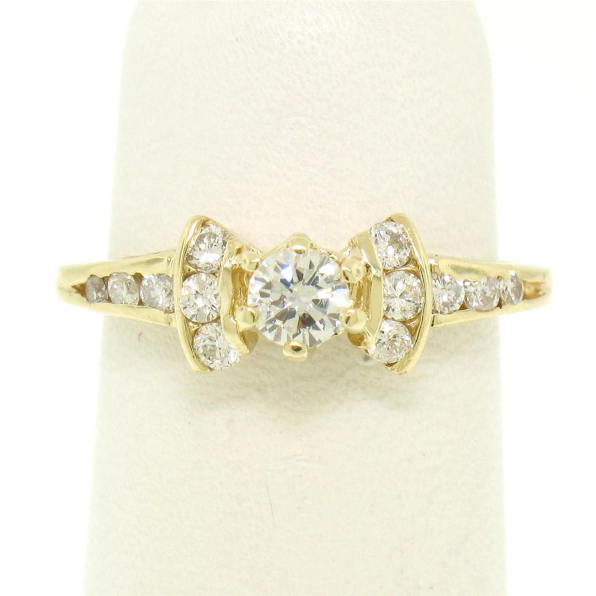 14k Yellow Gold Petite 0.42 ctw Round Diamond Engagement Ring w/ Channel Accents - Image 4 of 8