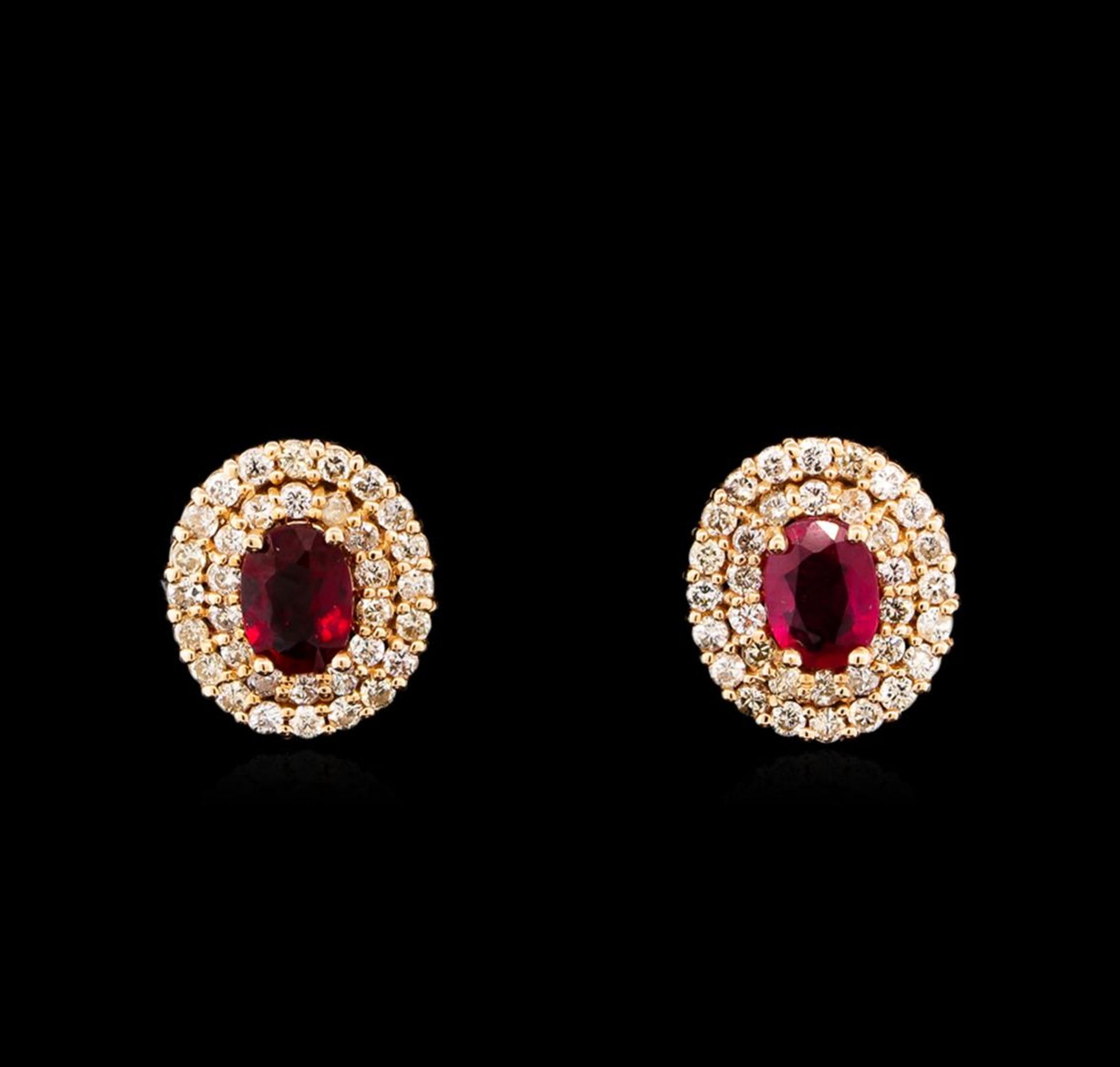 14KT Rose Gold 2.07ctw Ruby and Diamond Earrings
