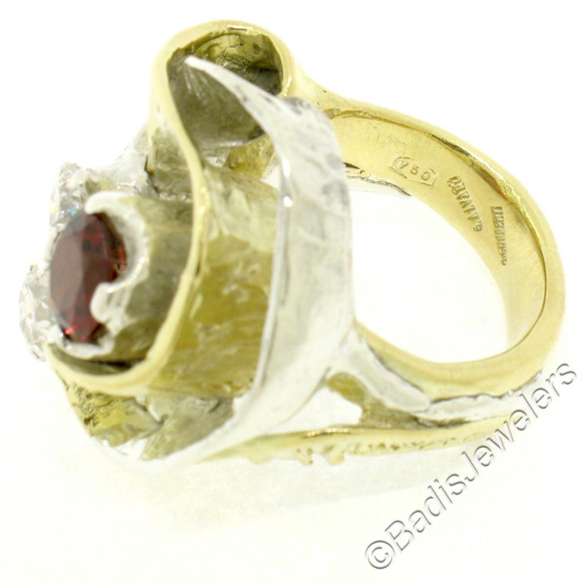 18kt Yellow Gold and Sterling Silver 2.73ctw Garnet and Diamond Cocktail Ring - Image 9 of 9
