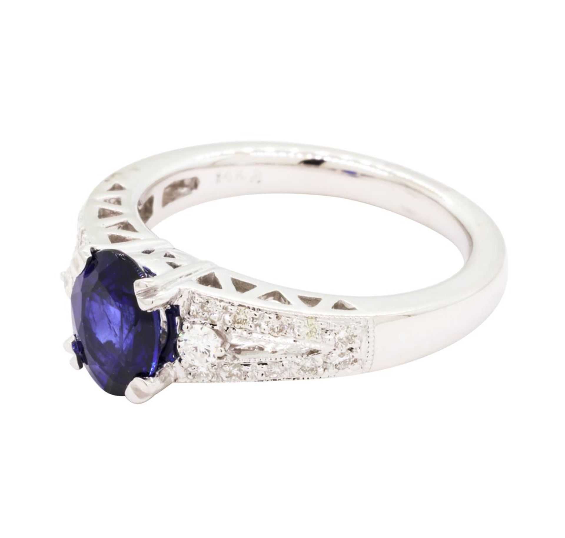 1.53 ctw Sapphire and Diamond Ring - 14KT White Gold