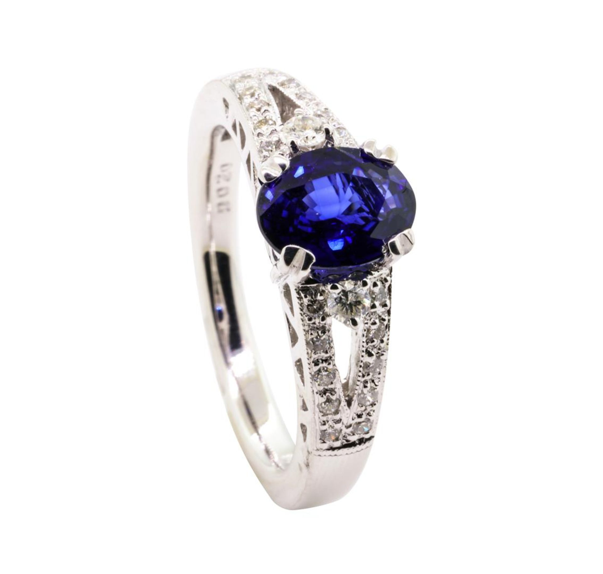 1.53 ctw Sapphire and Diamond Ring - 14KT White Gold - Image 4 of 5