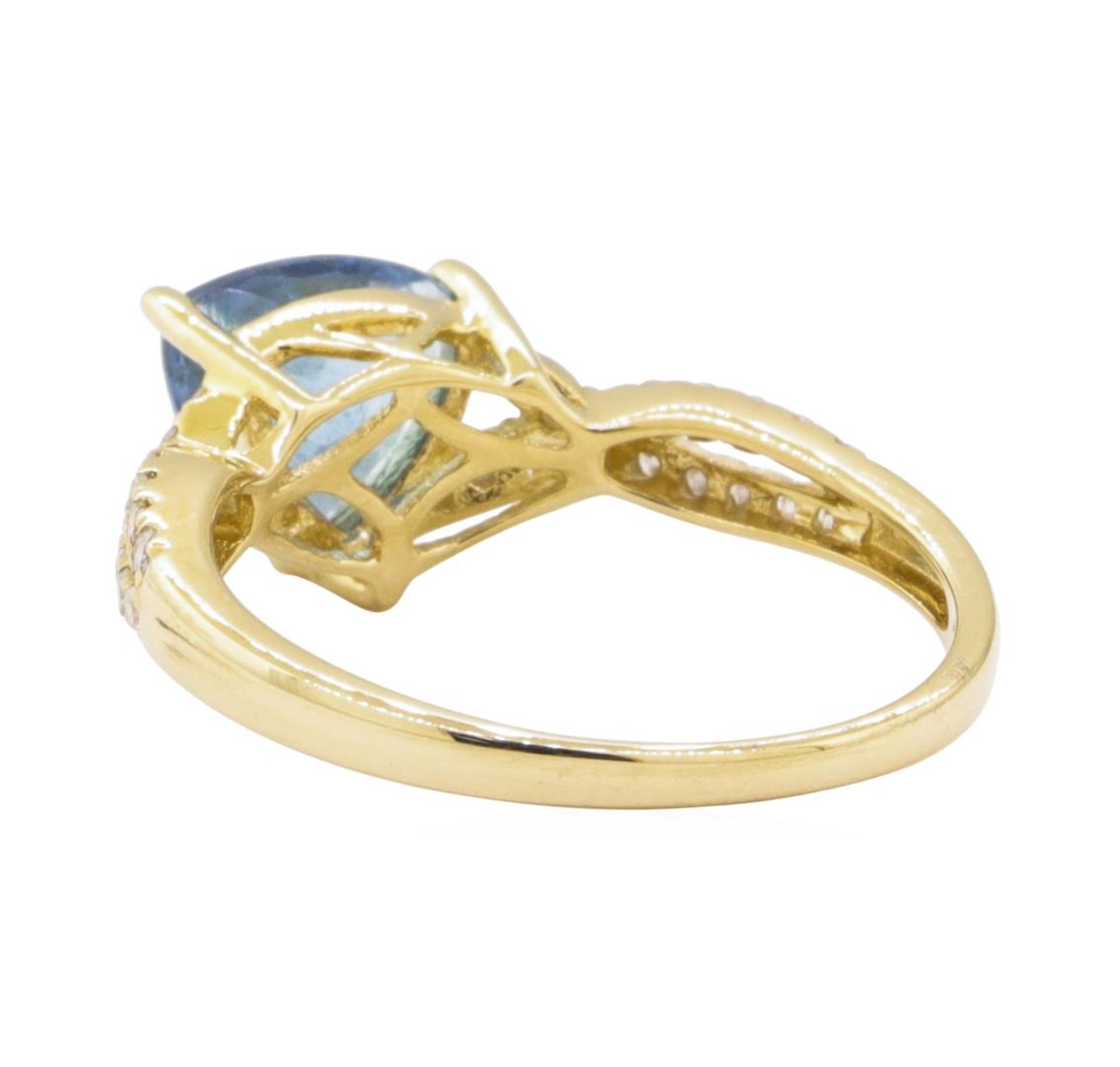 1.23ct Aquamarine and Diamond Ring - 14KT Yellow Gold - Image 3 of 5