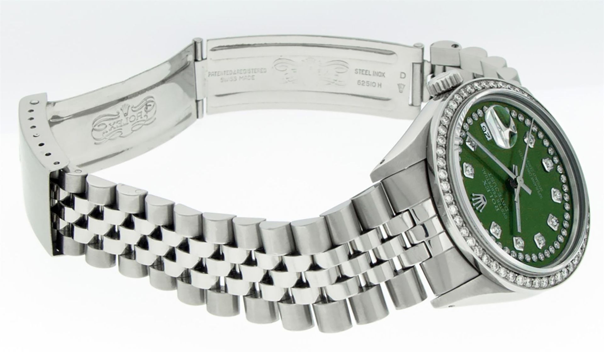 Rolex Mens Stainless Steel Green String Diamond 36MM Datejust Wristwatch - Image 7 of 9