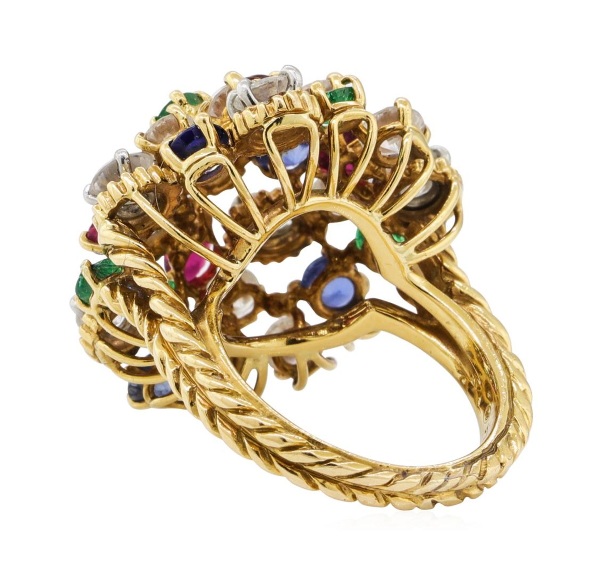 7.08 ctw Ruby, Emerald, Sapphire, and Diamond Ring - 18KT Yellow Gold and Platin - Image 3 of 6