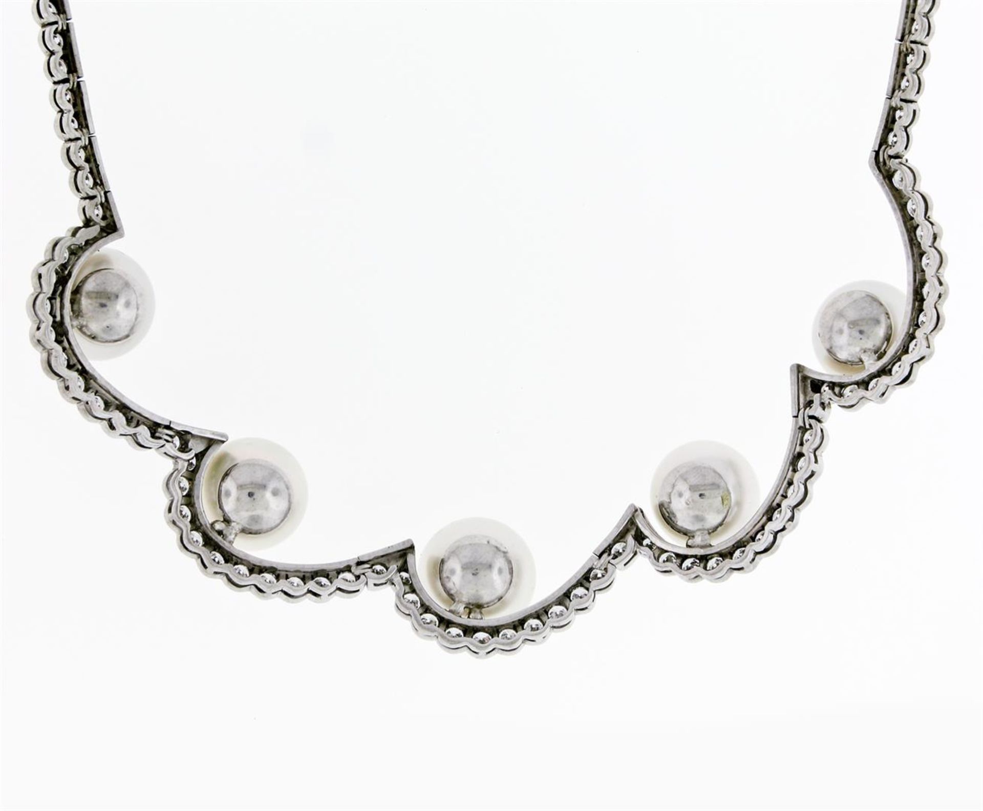 Platinum 10.25ctw Diamond & Floating South Sea Pearl Statement Necklace - Image 7 of 9