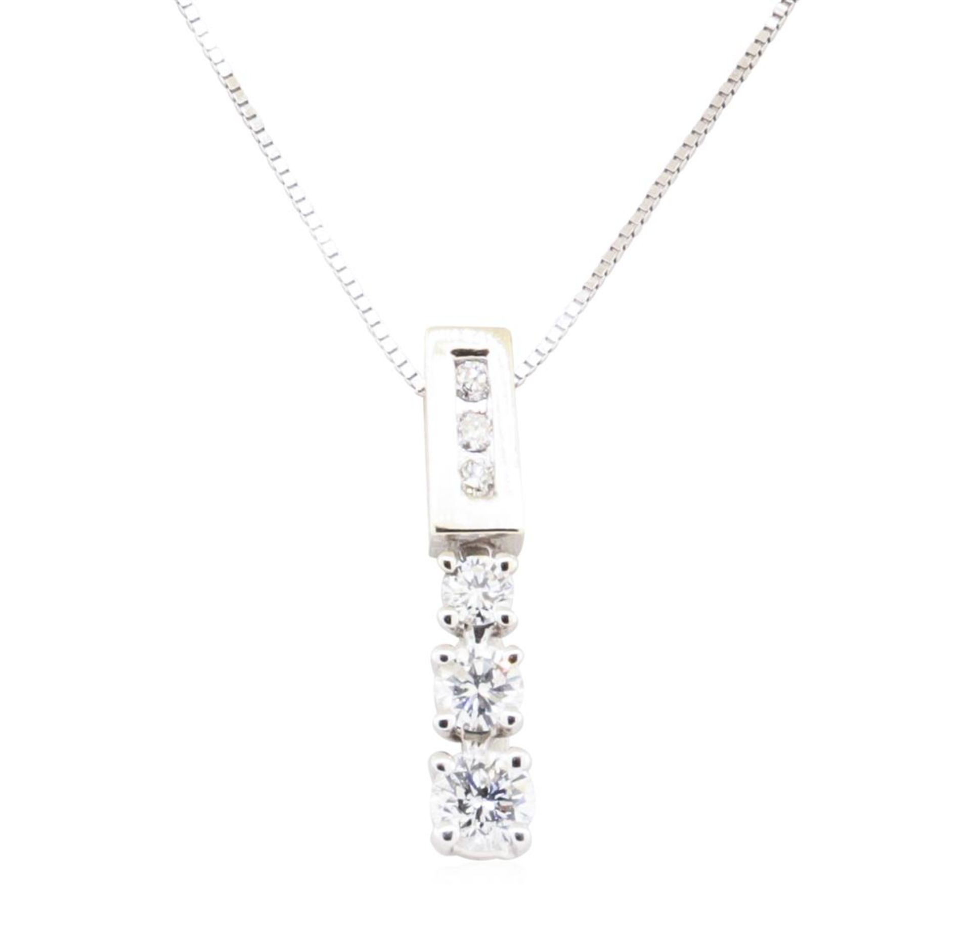 0.60ctw Diamond Straight Line Pendant with Chain - 14KT White Gold - Image 2 of 2
