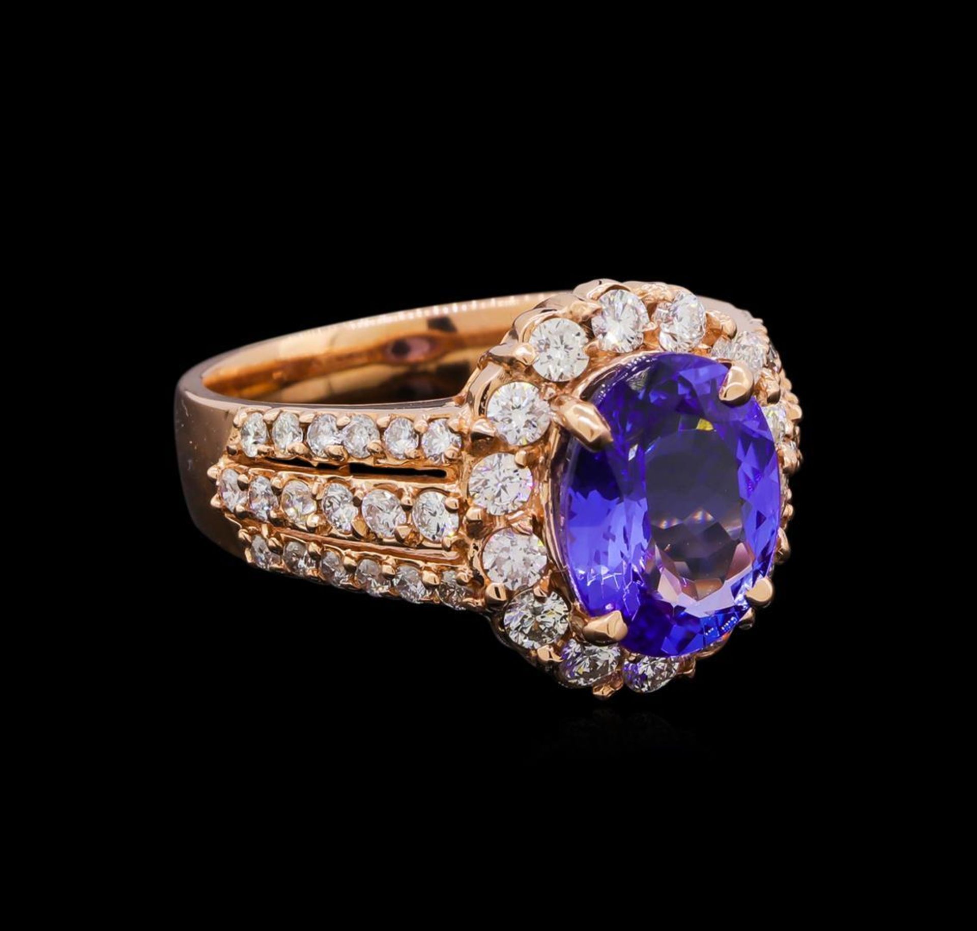 3.12 ctw Tanzanite and Diamond Ring - 14KT Rose Gold