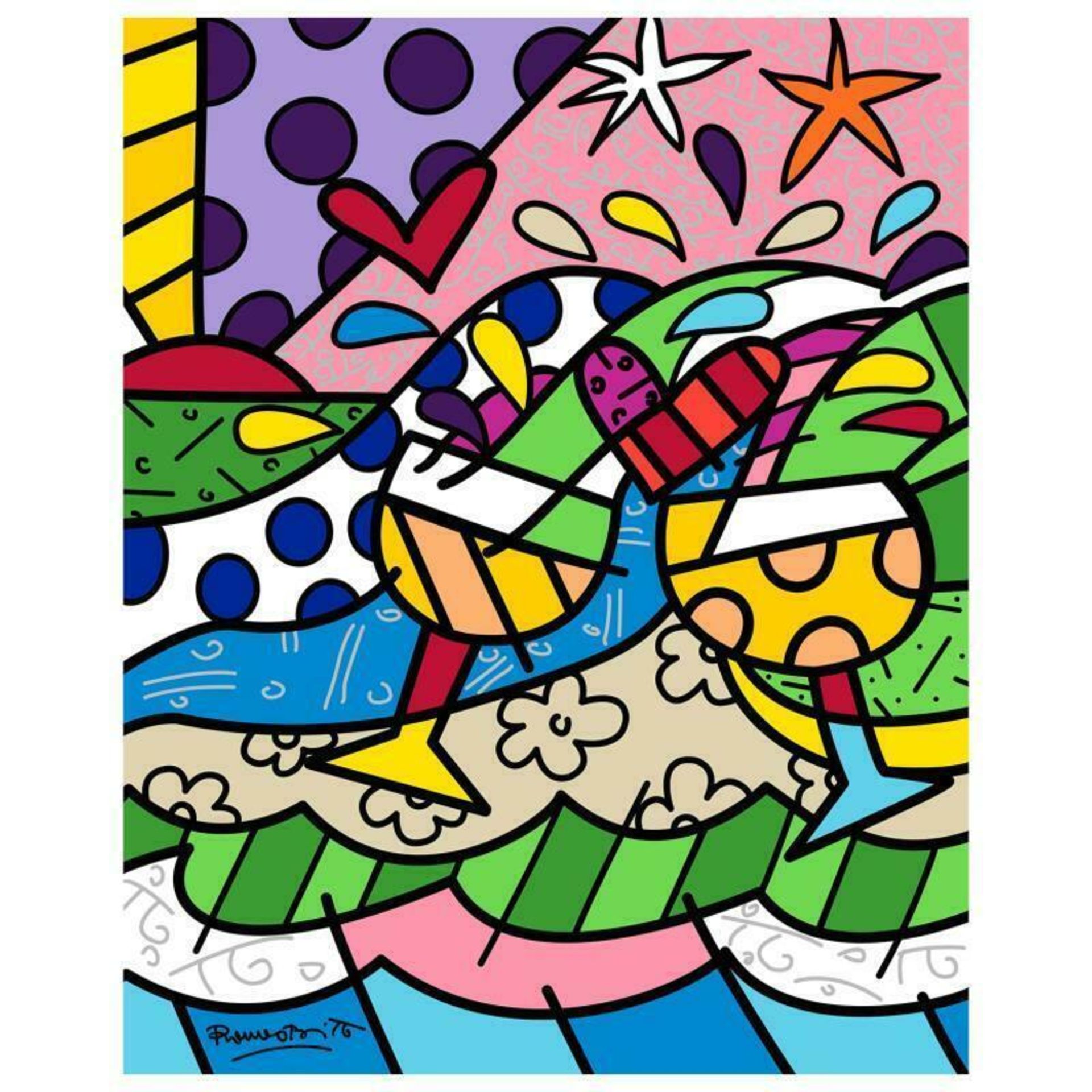 Romero Britto "Wine Country Yellow" Hand Signed Limited Edition Giclee on Canvas