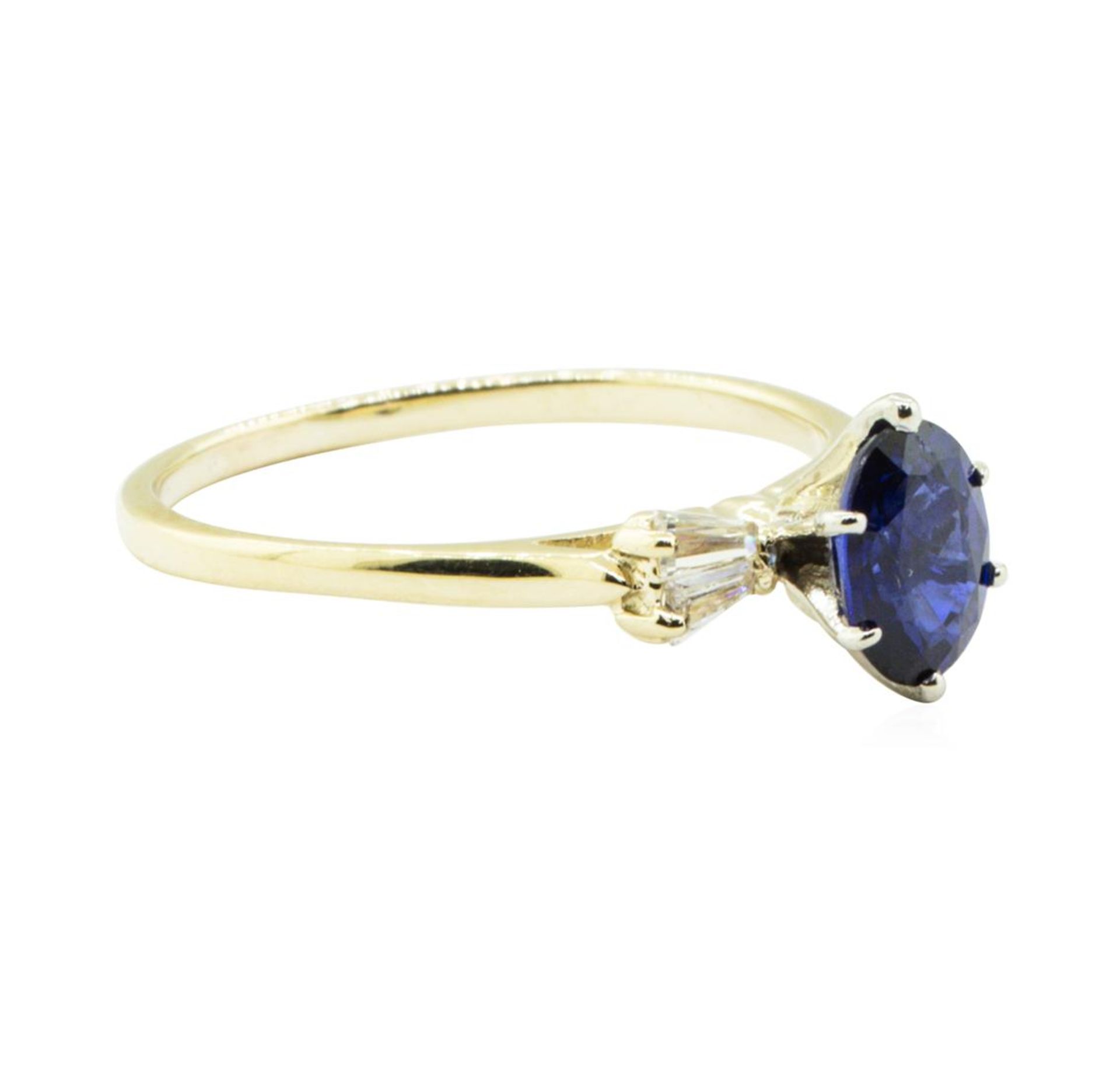 1.17ctw Blue Sapphire and Diamond Ring - 14KT Yellow Gold