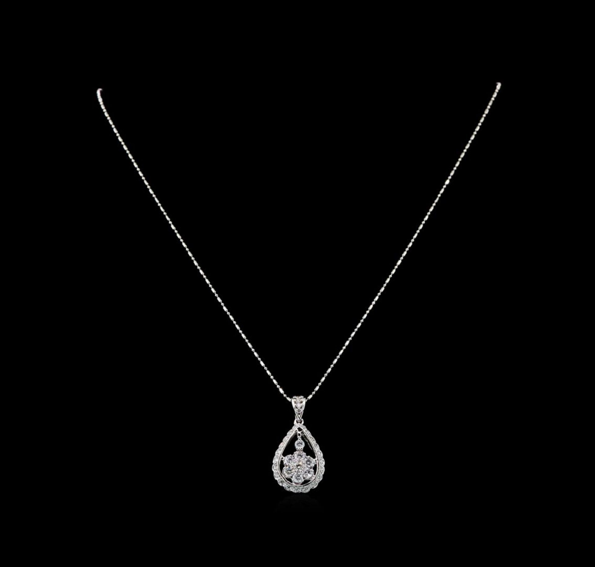 14KT White Gold 1.11 ctw Diamond Pendant With Chain - Image 2 of 3