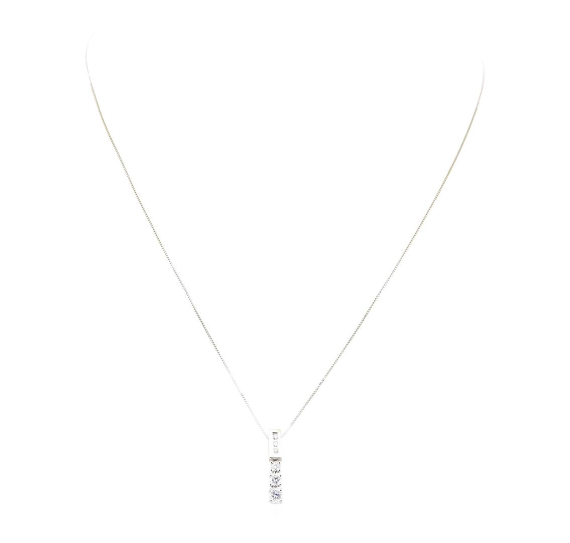 0.60ctw Diamond Straight Line Pendant with Chain - 14KT White Gold