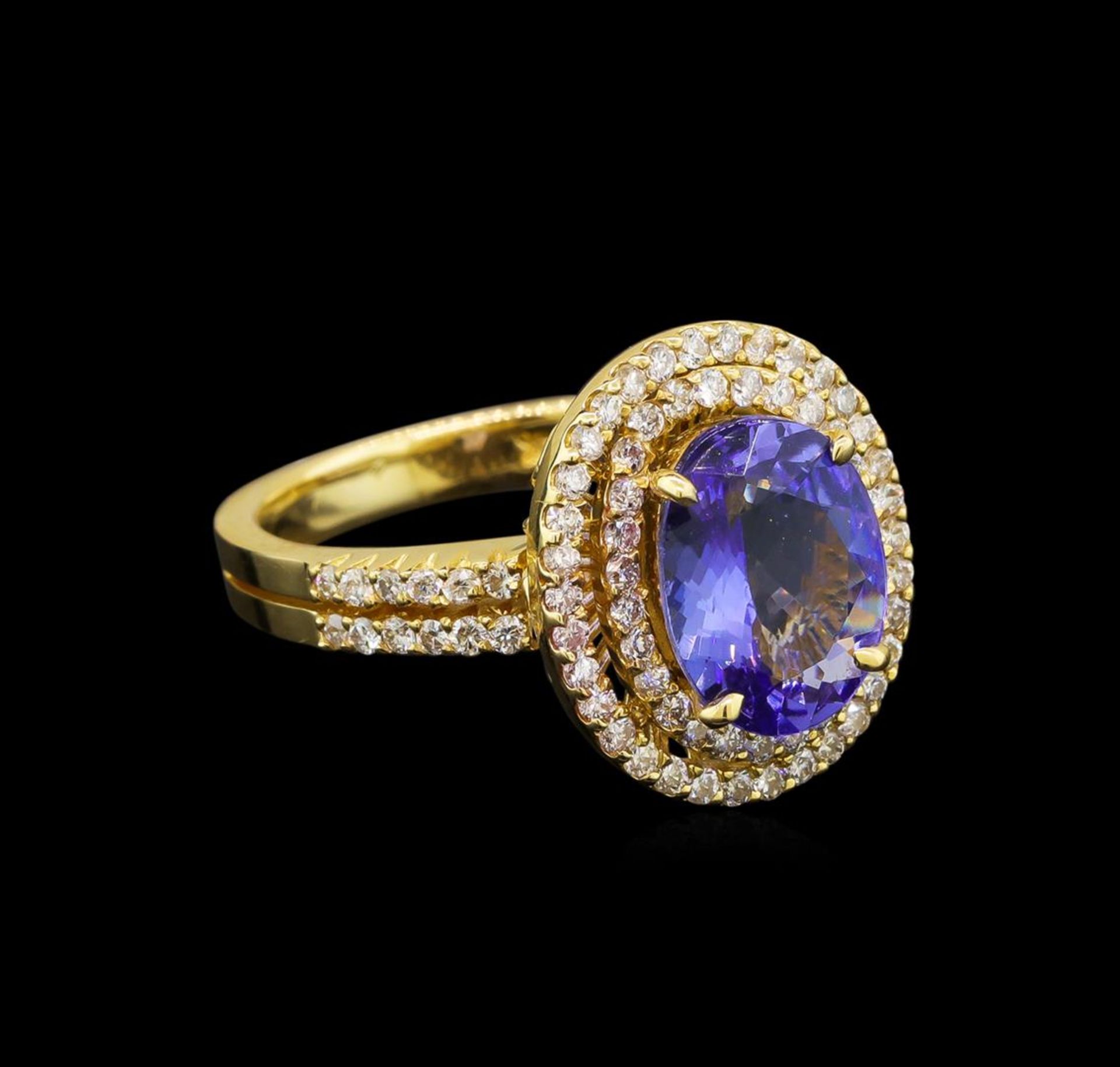 14KT Yellow Gold 3.02 ctw Tanzanite and Diamond Ring