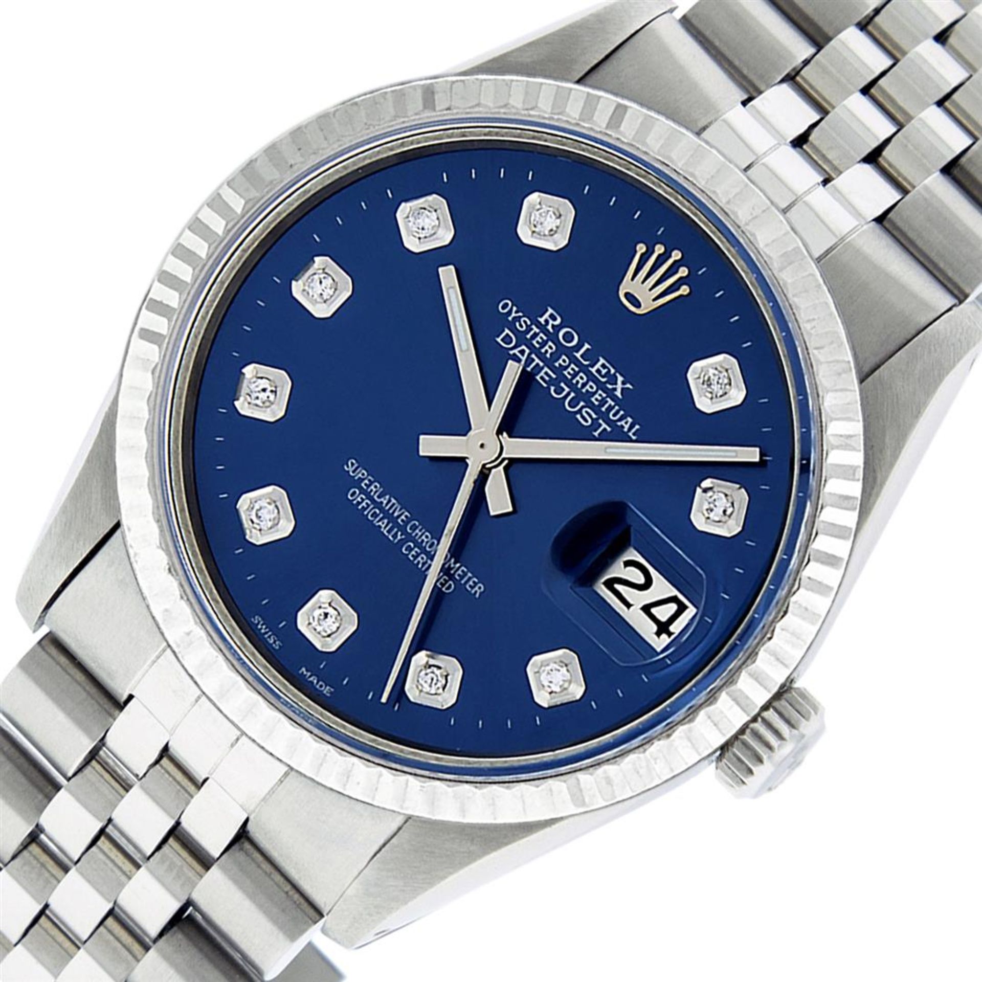 Rolex Mens Stainless Steel 36MM Blue Diamond Datejust Wristwatch - Image 2 of 9