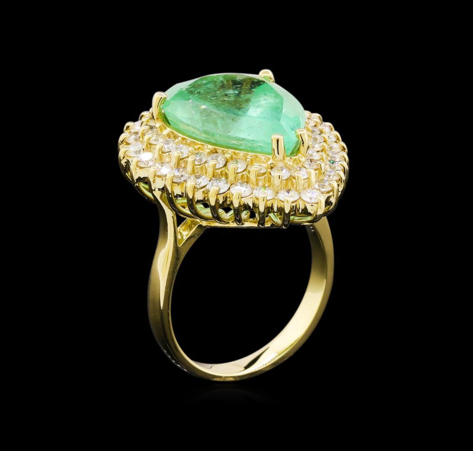 GIA Cert 9.78 ctw Emerald and Diamond Ring - 14KT Yellow Gold - Image 4 of 6