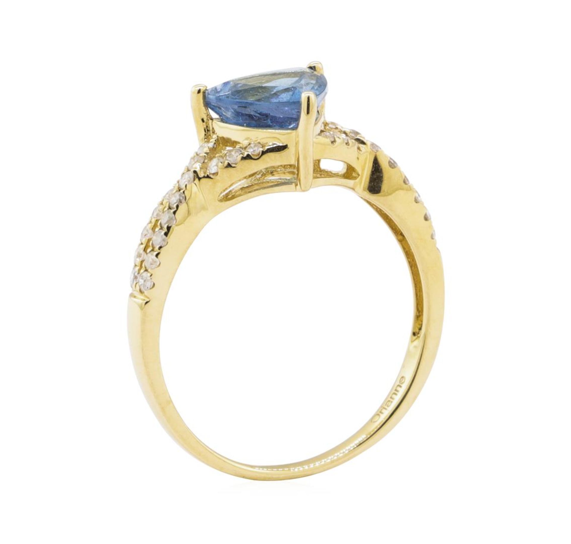 1.23ct Aquamarine and Diamond Ring - 14KT Yellow Gold - Image 4 of 5