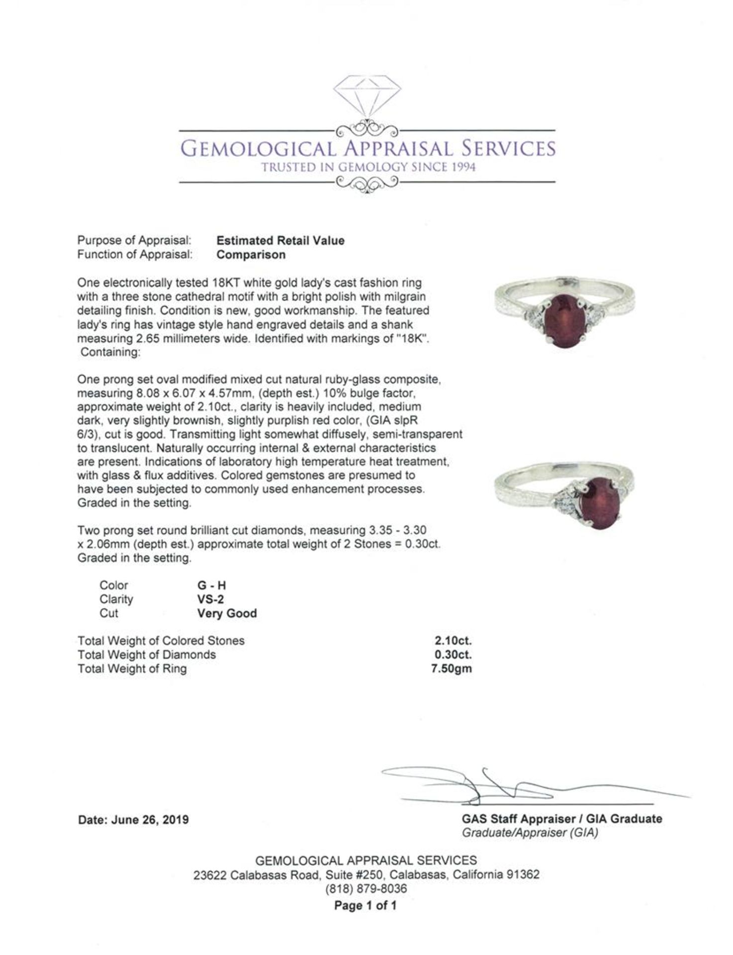 2.40 ctw Ruby and Diamond Ring - 18KT White Gold - Image 5 of 5