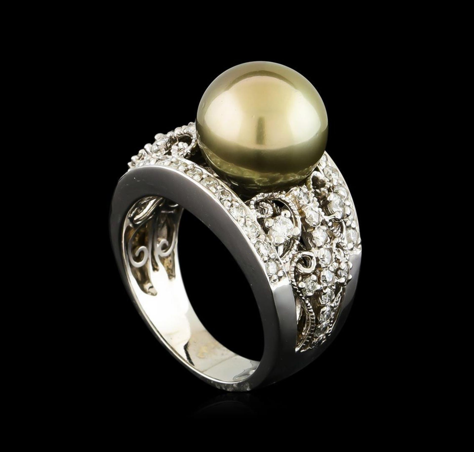 Tahitian Pearl and Diamond Ring - 14KT White Gold - Image 4 of 5