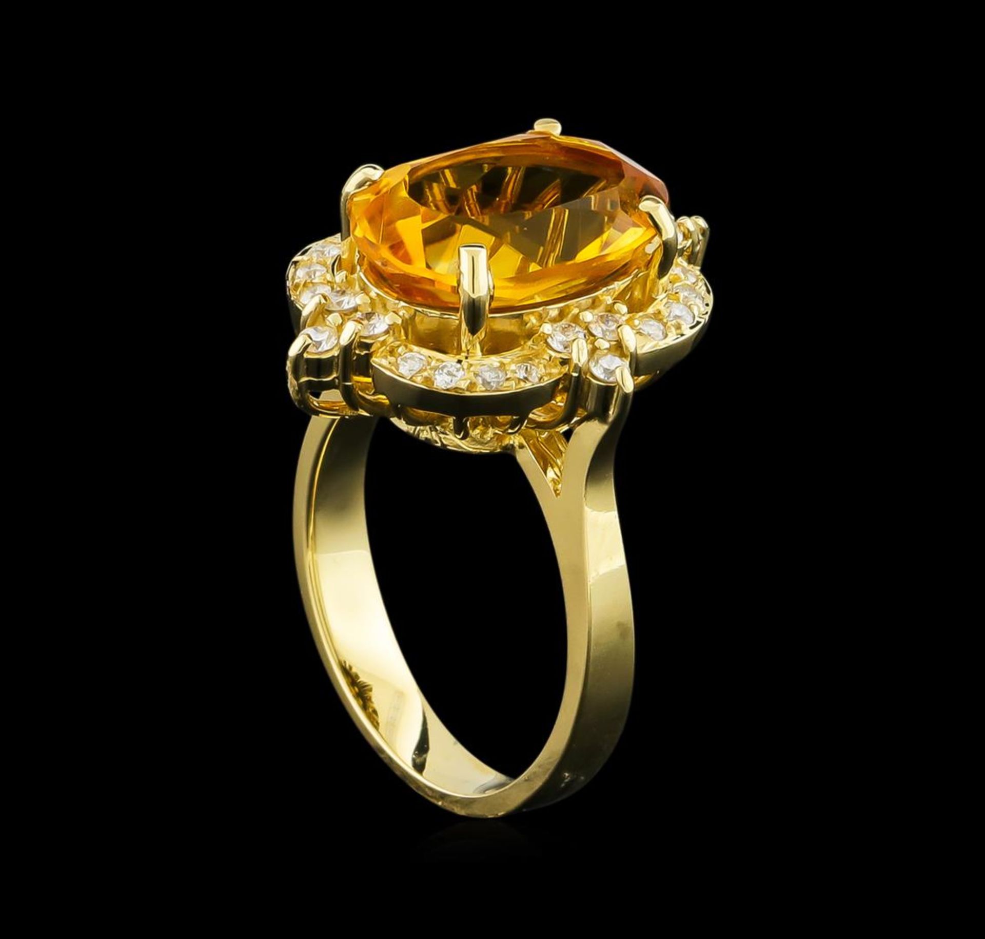 5.25 ctw Citrine and Diamond Ring - 14KT Yellow Gold - Image 4 of 4