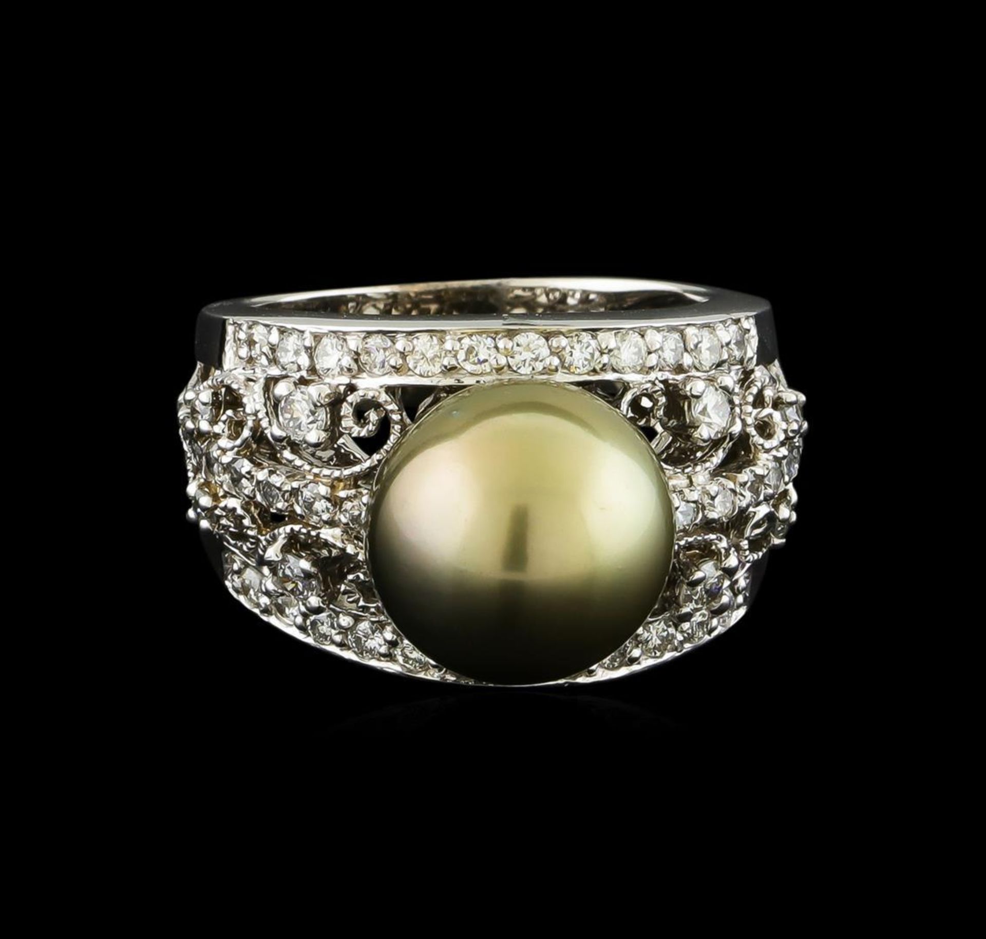 Tahitian Pearl and Diamond Ring - 14KT White Gold - Image 2 of 5